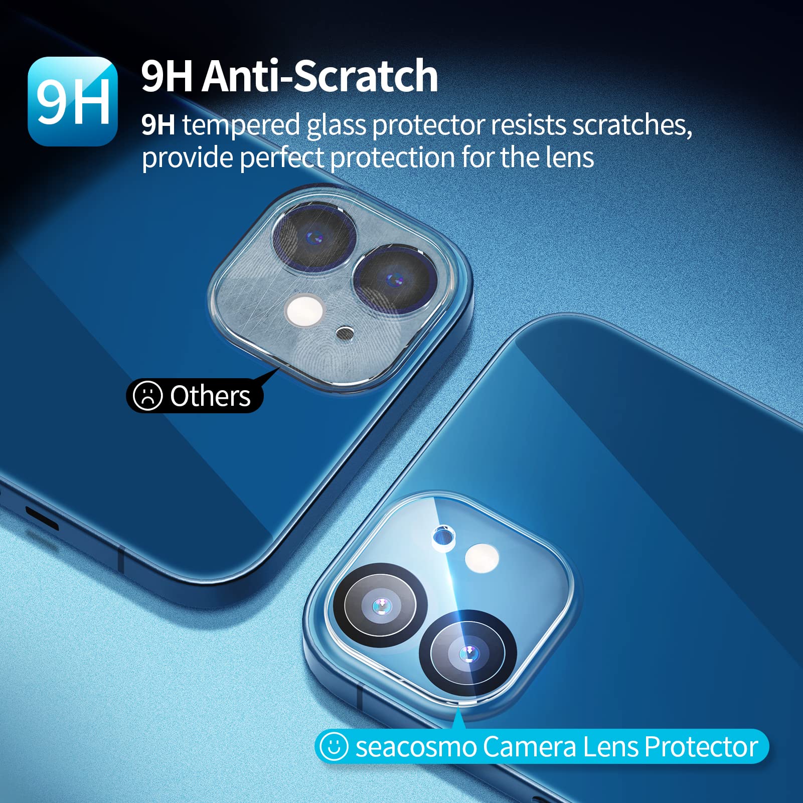 Seacosmo iPhone 12 Case with 9H Tempered Glass Screen Protector & Camera Lens Cover - Shockproof Slim Full Body Protection for iPhone 12 (6.1 Inch) - Perfect for Outdoor Activities, Travel & Daily Use