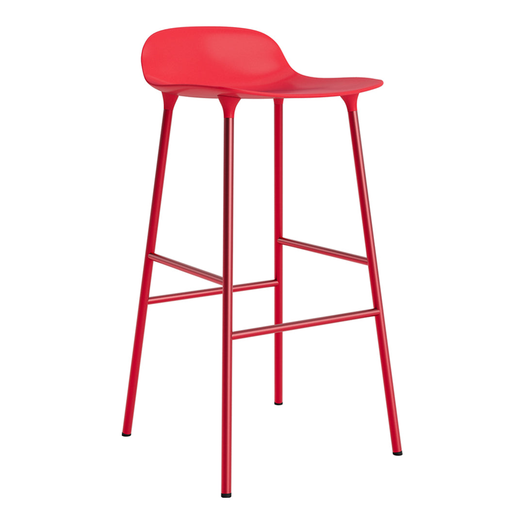 Modern Metal Bar Stools with Form Seat - Industrial Style Counter Height Stools for Kitchen Island, Home Bar & Dining Room