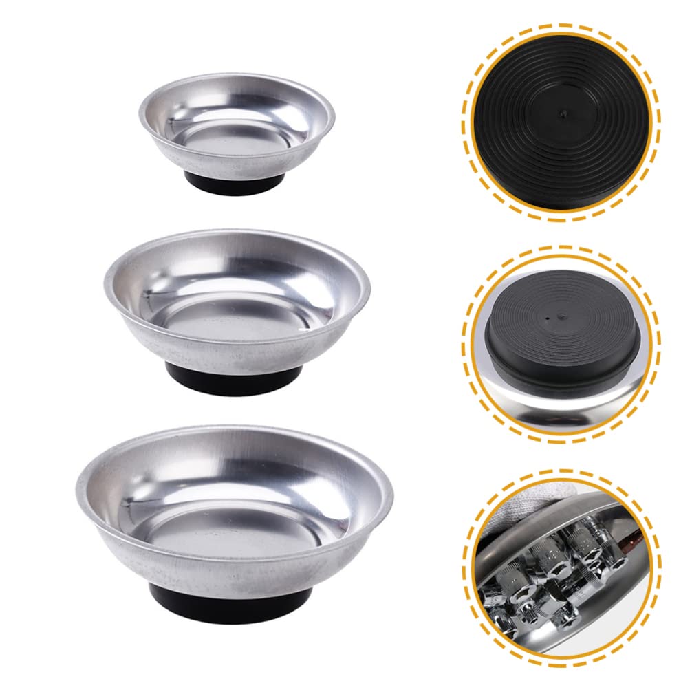 3-Piece Magnetic Tool Tray Set - Heavy Duty Magnetic Screw Holder & Parts Bowl for Mechanics - Perfect for Auto Repair, DIY Projects & Workshop Organization