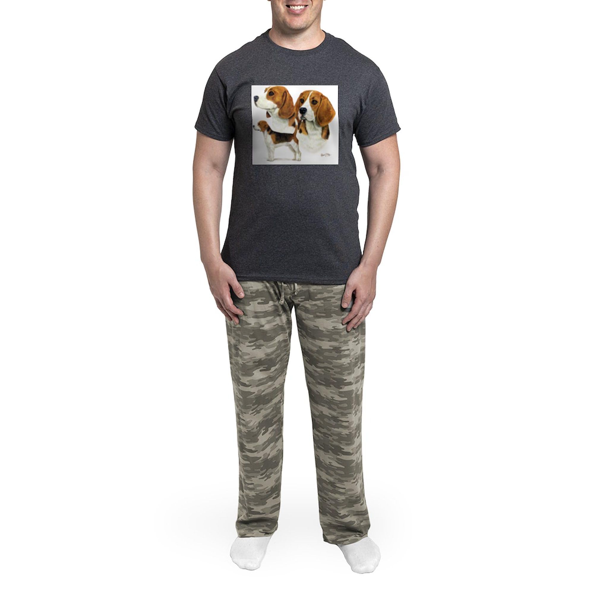 Beagle Print Men's Lightweight Pajama Set - Charcoal Grey Sleepwear for Dog Lovers - Cozy Lounge & Sleepwear for Relaxing at Home