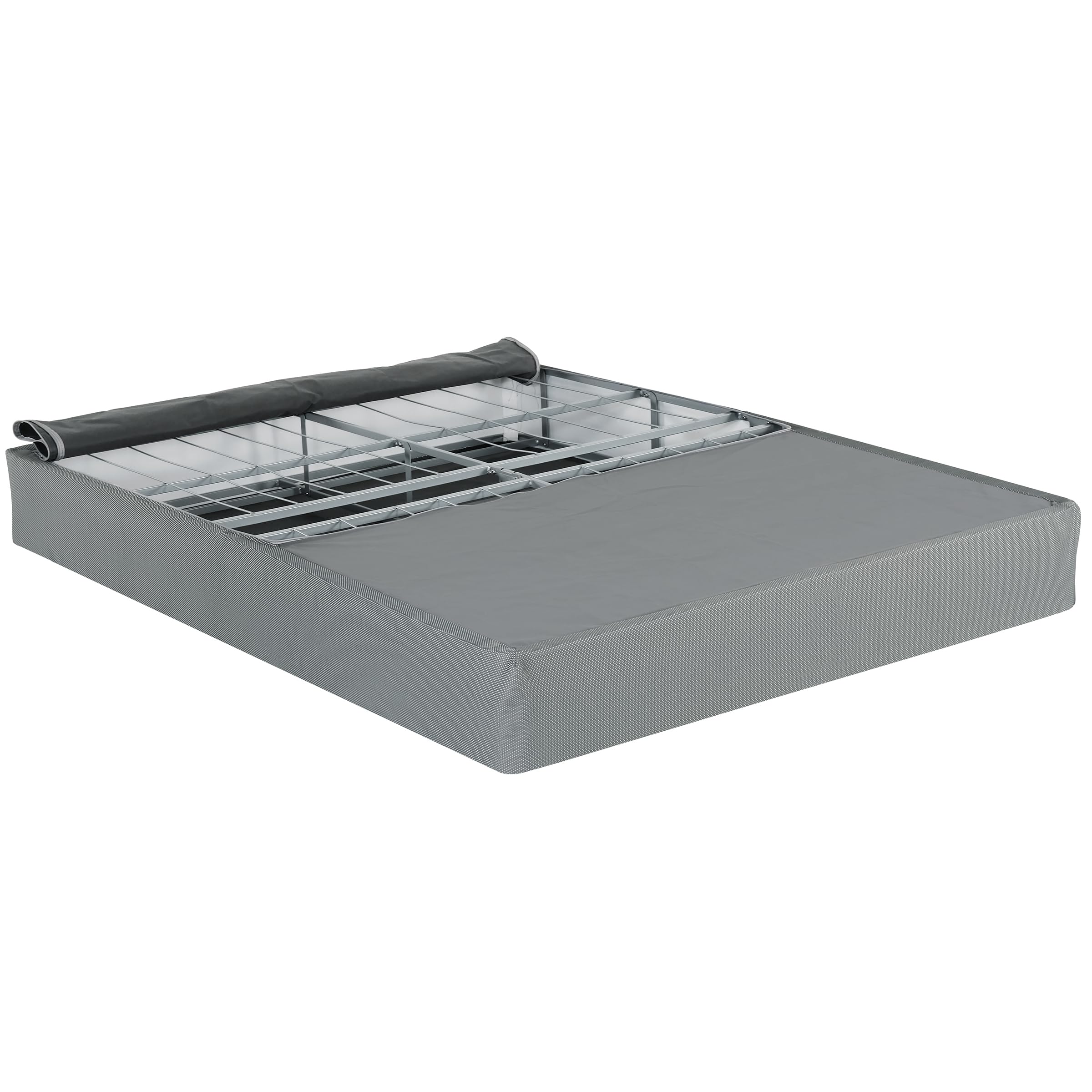 Primo International Delta Bed Frame - Queen Size Gray Wooden Platform Bed with Headboard - Modern Minimalist Bedroom Furniture for Small Spaces & Guest Rooms