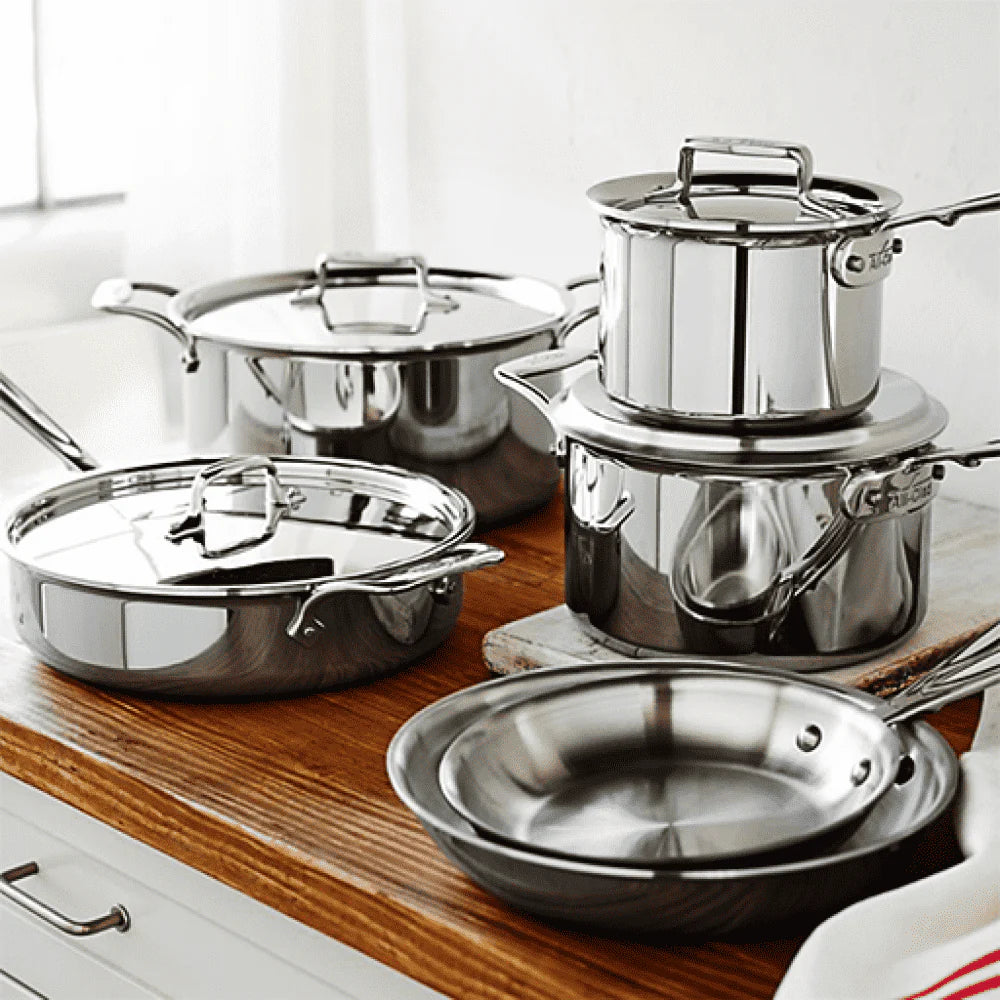 ALL CLAD D5 Stainless Steel 10-Piece Cookware Set - Professional Kitchen Pots & Pans for Cooking, Frying & Baking | Perfect for Home Chefs & Culinary Enthusiasts