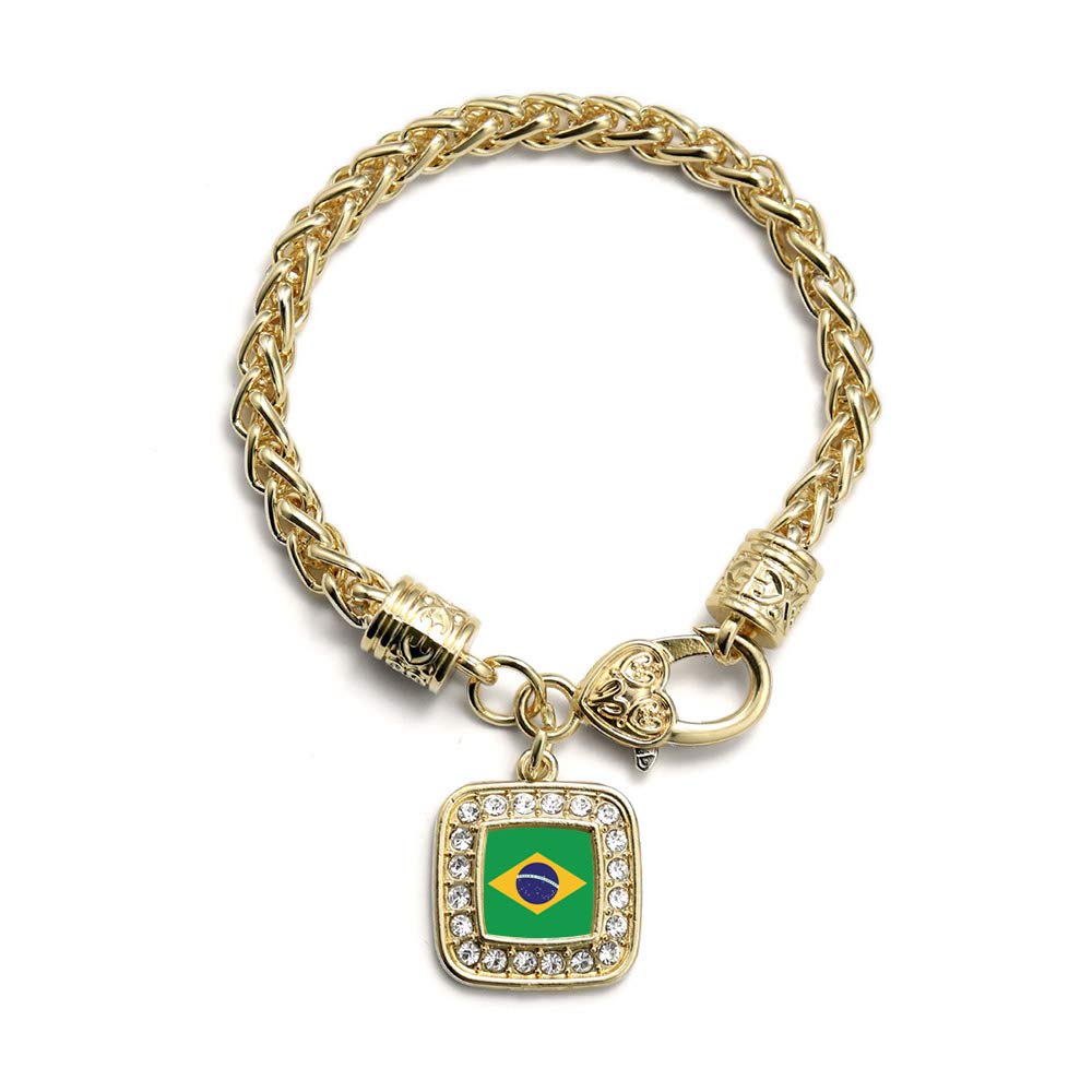 Elegant Gold Square Charm Bracelet with Cubic Zirconia - Sterling Silver Jewelry for Women - Perfect for Parties, Weddings & Everyday Wear