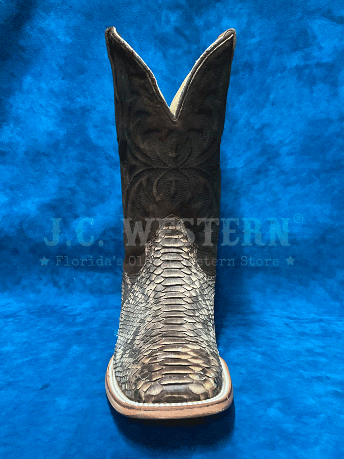 Men's Corral A4499 Western Boots - Genuine Python & Lamb Leather with Embroidery, Square Toe, Brown - Perfect for Rodeo, Country Dancing & Cowboy Fashion