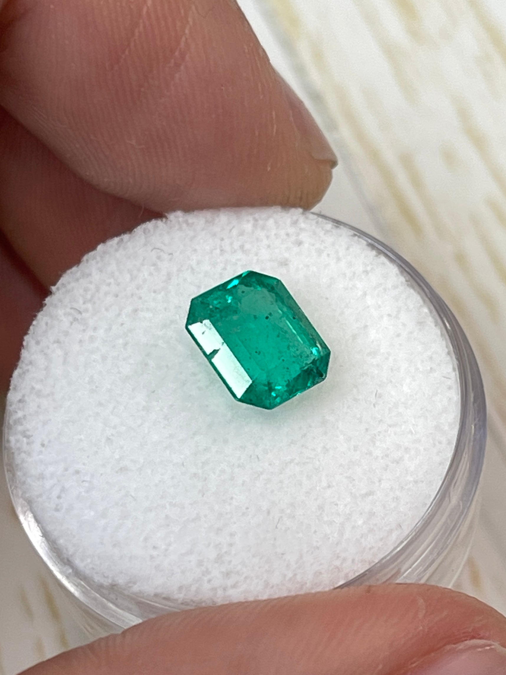 1.94 Carat 8.5x7mm Natural Colombian Emerald - Loose Green Gemstone with Unique Freckles, Emerald Cut for Jewelry Making & Engagement Rings