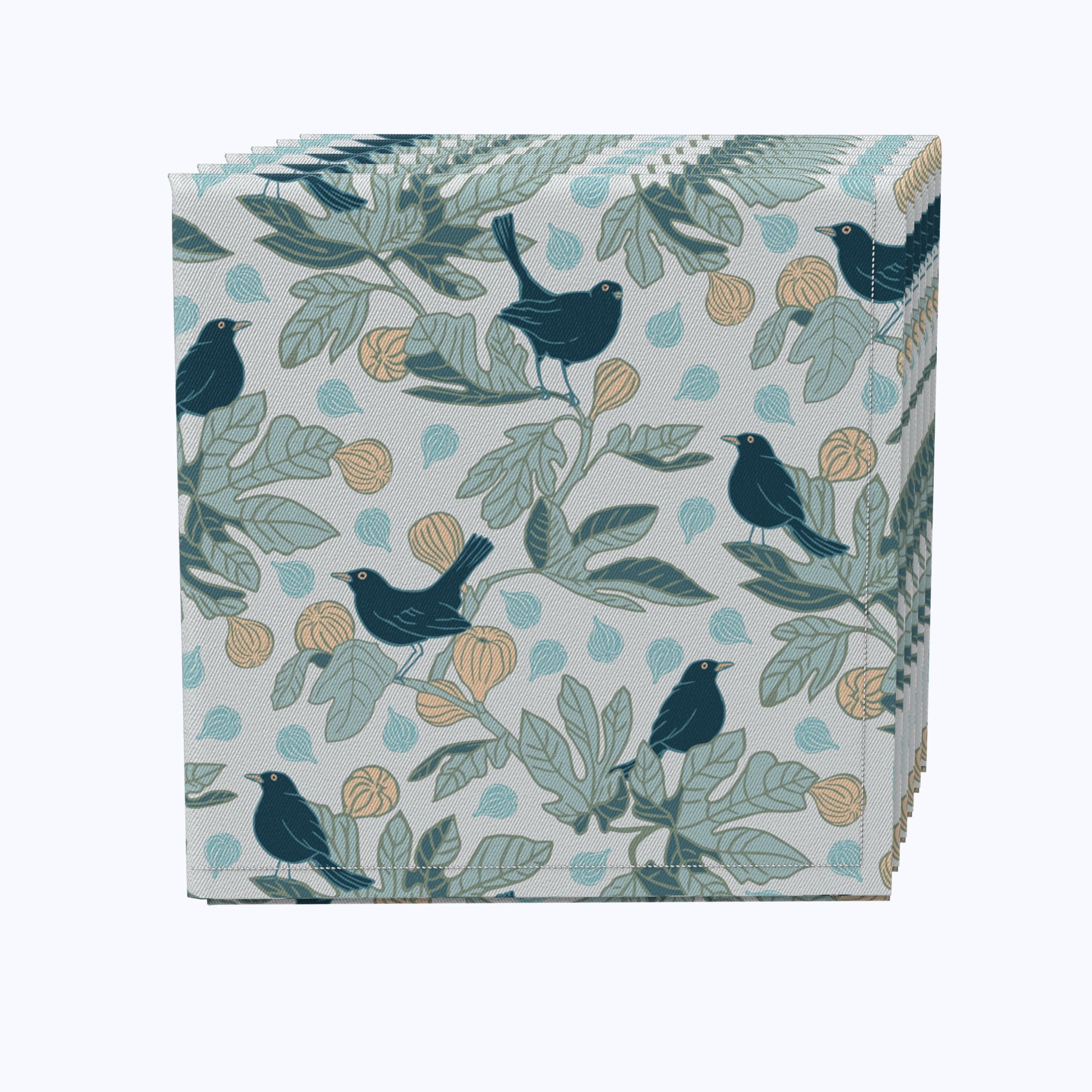 Premium Fig Trees & Birds Printed Paper Napkins - Elegant Floral Design for Dinner Parties, Weddings & Home Decor