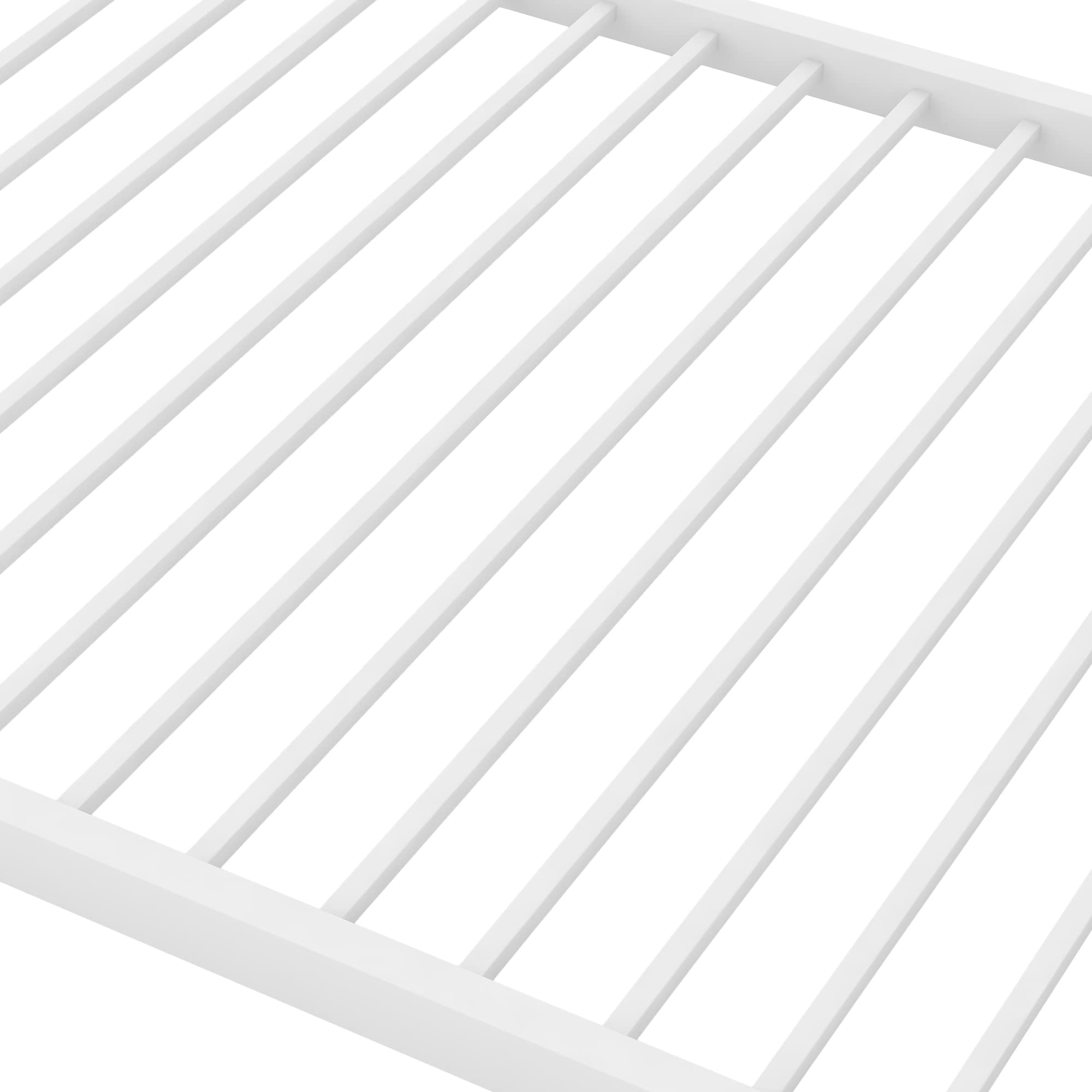 Junior Twin Over Twin Metal Bunk Bed Frame - Low Profile Heavy Duty Kids Bunk Bed in White | Space-Saving Sleep Solution for Siblings, Sleepovers & Small Bedrooms
