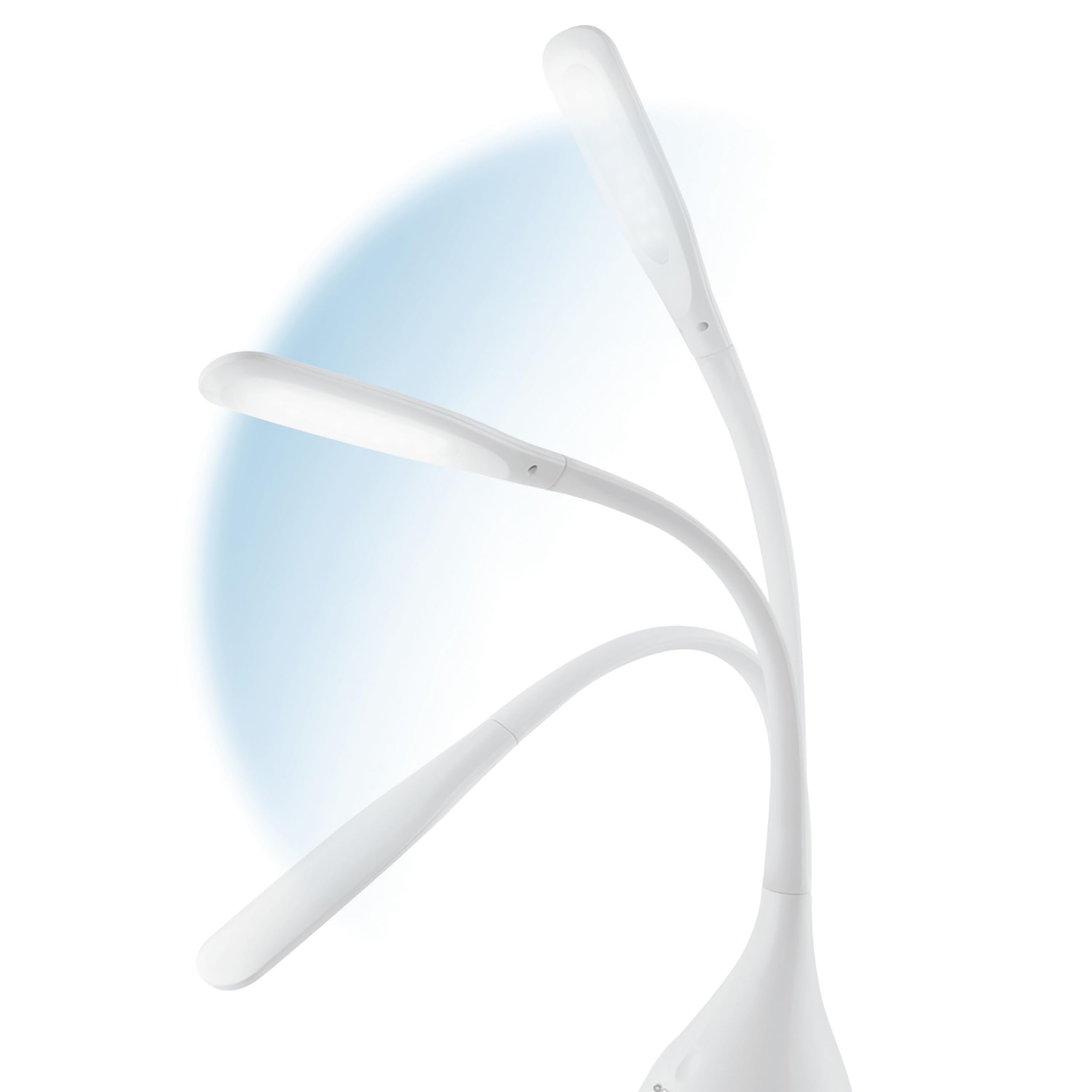OttLite Creative Curves LED Desk Lamp with Adjustable Neck - Dimmable 4 Brightness Settings, Energy Efficient Natural Daylight LEDs for Home Office, Computer Desk, Dorms | Perfect for Reading, Studying & Night Work