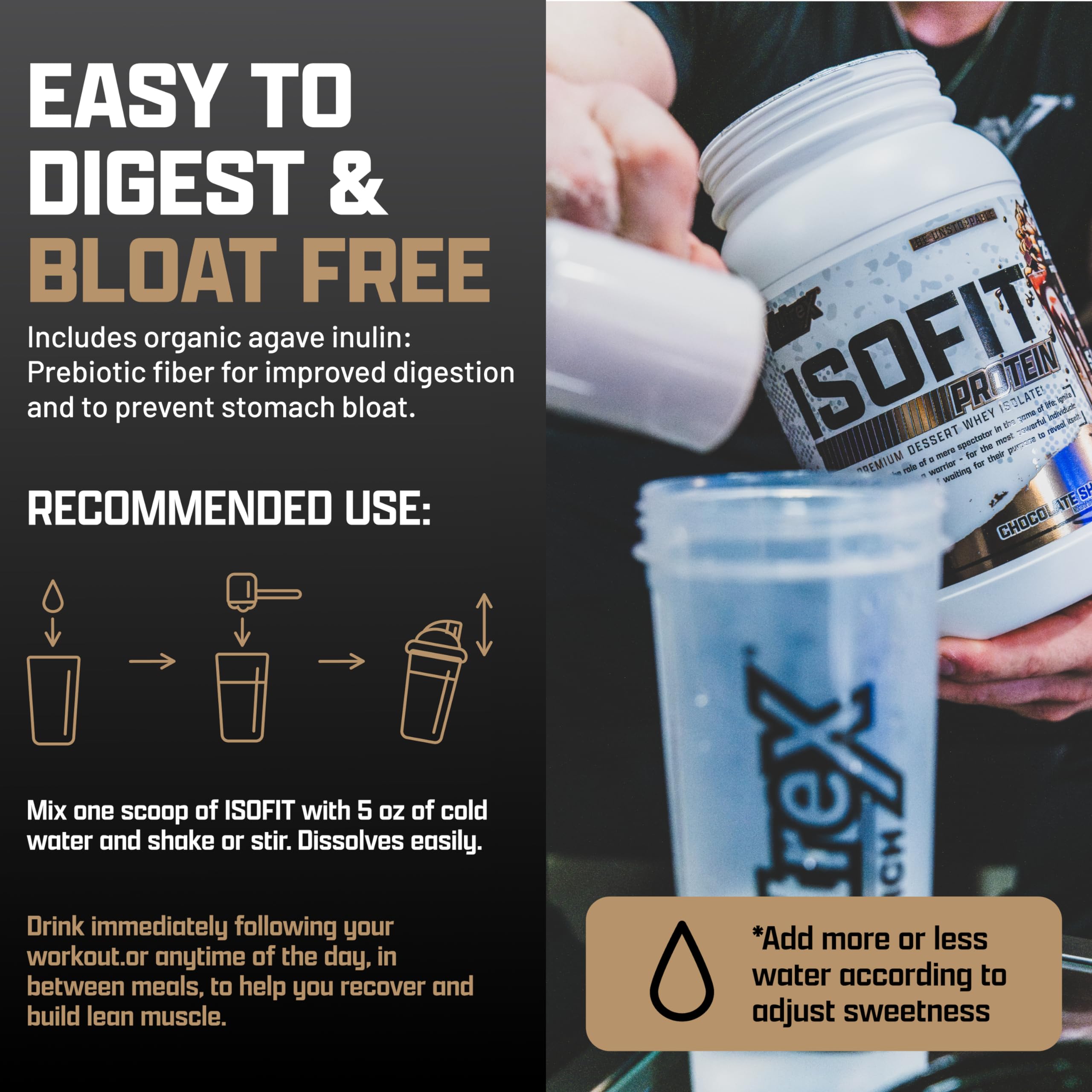 Nutrex Research IsoFit Chocolate Whey Isolate Protein Powder - 100% Pure Whey Protein Isolate for Muscle Recovery & Growth | Fast Absorbing, Easy Digesting with High EAAs | Chocolate Shake Flavor (2lbs, 30 Servings) | Perfect for Post-Workout Recovery, Meal Replacement & Healthy Snacking