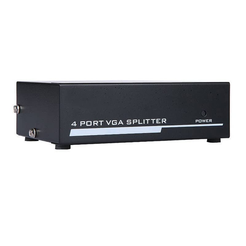 axGear 1 PC to 4 Port VGA Video Monitor Splitter Box with Power Adapter - Extend Display for Multi-Monitor Setup in Office, Classroom, or Home Theater System