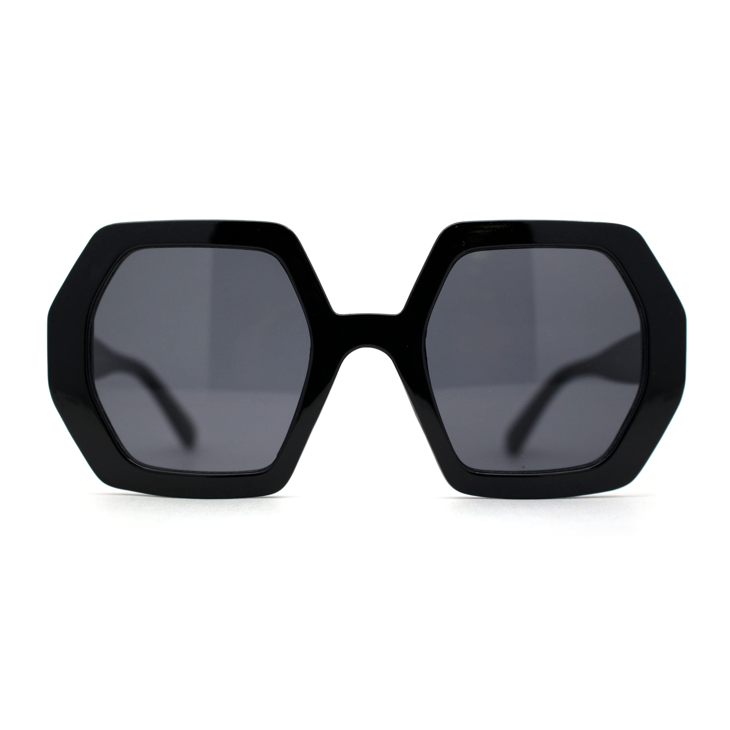 Women's Fashion Square Thick Plastic Mod Hexagon Sunglasses - Trendy UV Protection Shades for Outdoor, Beach, and Summer Style