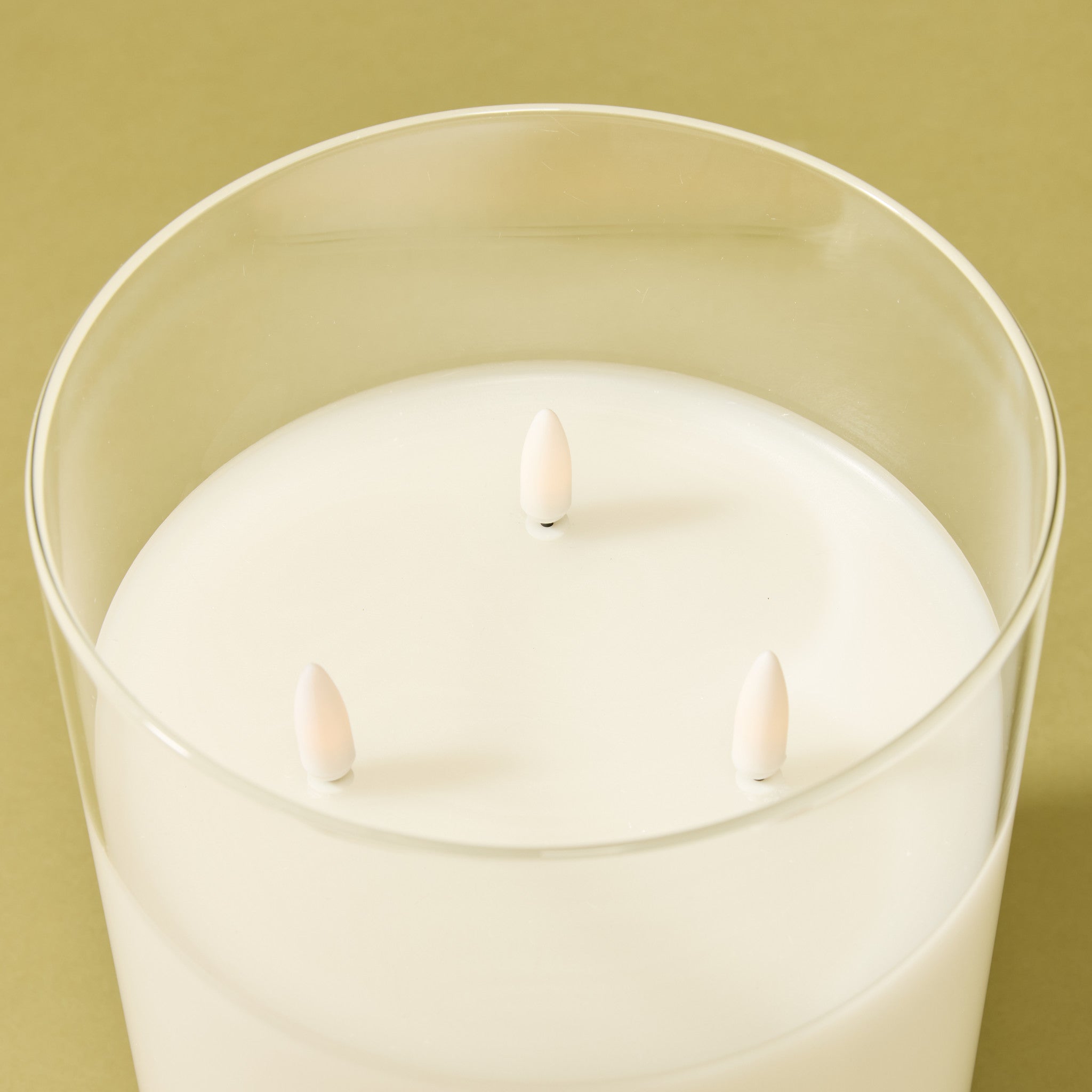 20cm Glass Triflame LED Candle - Battery Operated Flameless Candles for Home Decor, Wedding Centerpieces & Romantic Ambiance