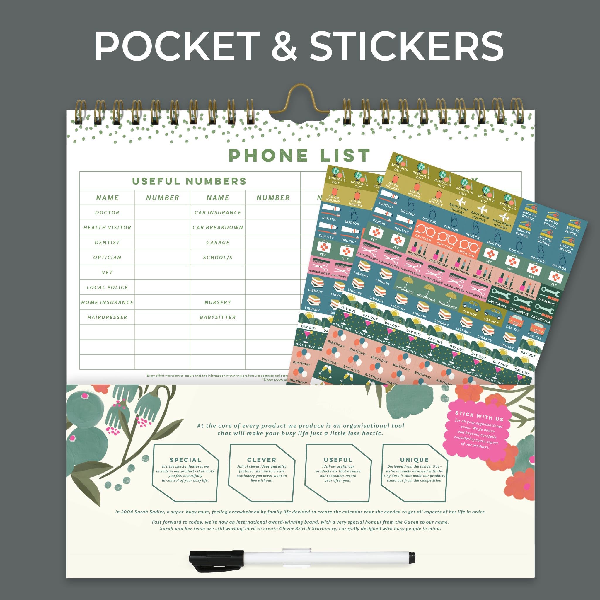 Boxclever Press Family Weekly Planner 2025 - 12 Month Wall Calendar with 6 Columns, Lists, Pocket & Stickers | January to December 2025 | Perfect for Home Organization, School Schedules & Family Planning