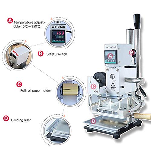 YUNSHINE 110V Digital Foil Hot Stamping Machine - Multi-Function Logo Embosser for Leather, Wood & Paper - Brass Alphabet Letters & Label Bronzing Tool Set (Perfect for DIY Crafts, Branding & Packaging)