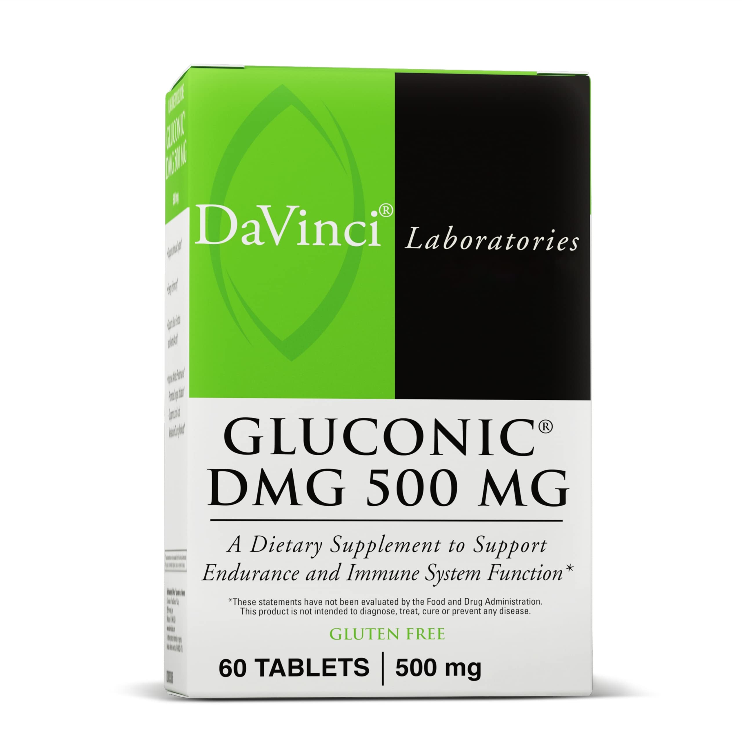 DAVINCI Labs Gluconic DMG 500mg - Immune & Endurance Support Supplement with N,N-Dimethylglycine - Vegetarian, Gluten-Free Chewable Tablets (60 Count) - Ideal for Athletes, Fitness Enthusiasts & Immune Health Support