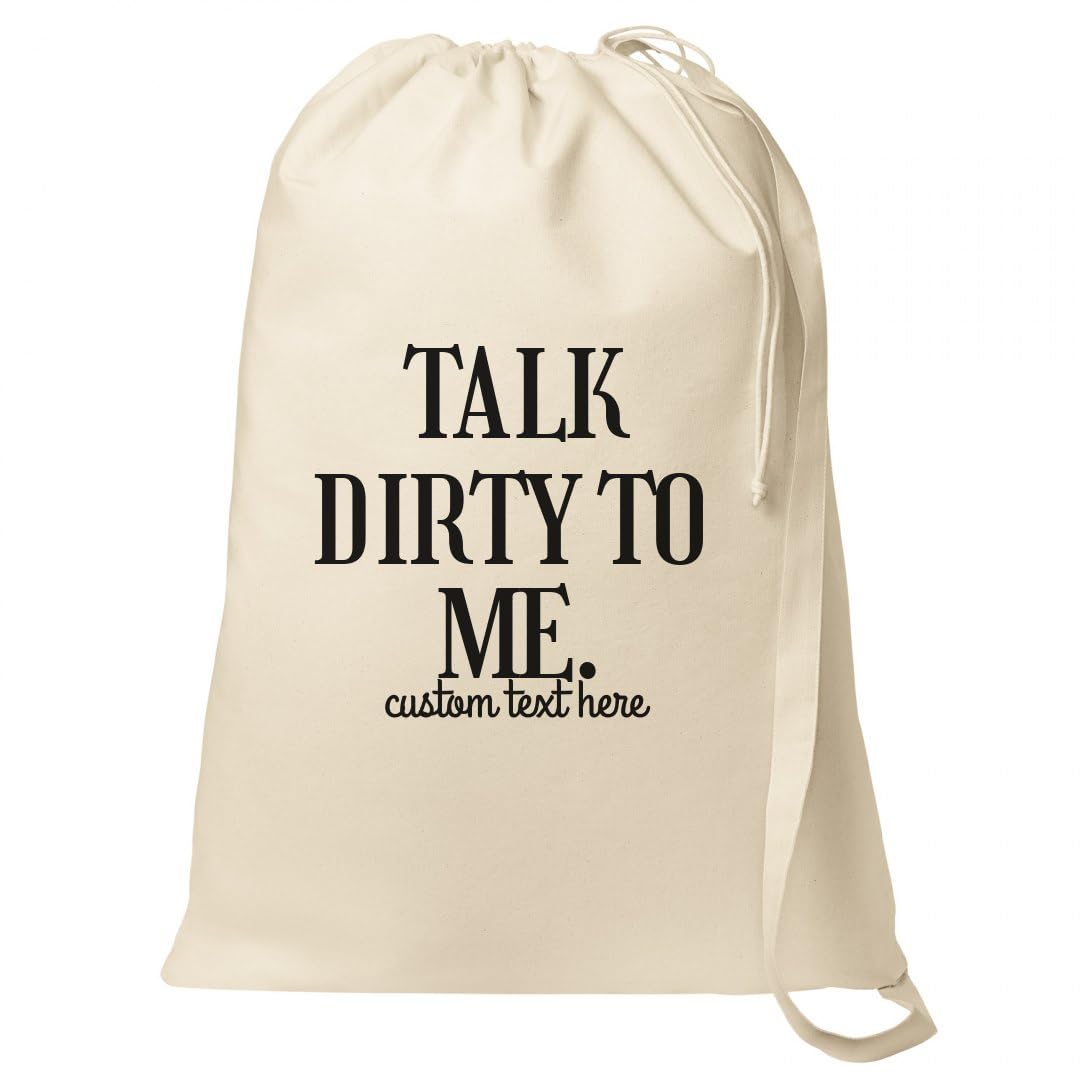 Funny Custom Laundry Bag - Talk Dirty To Me Canvas Laundry Hamper for College Dorm, Gym & Travel | Washable & Durable Clothes Storage