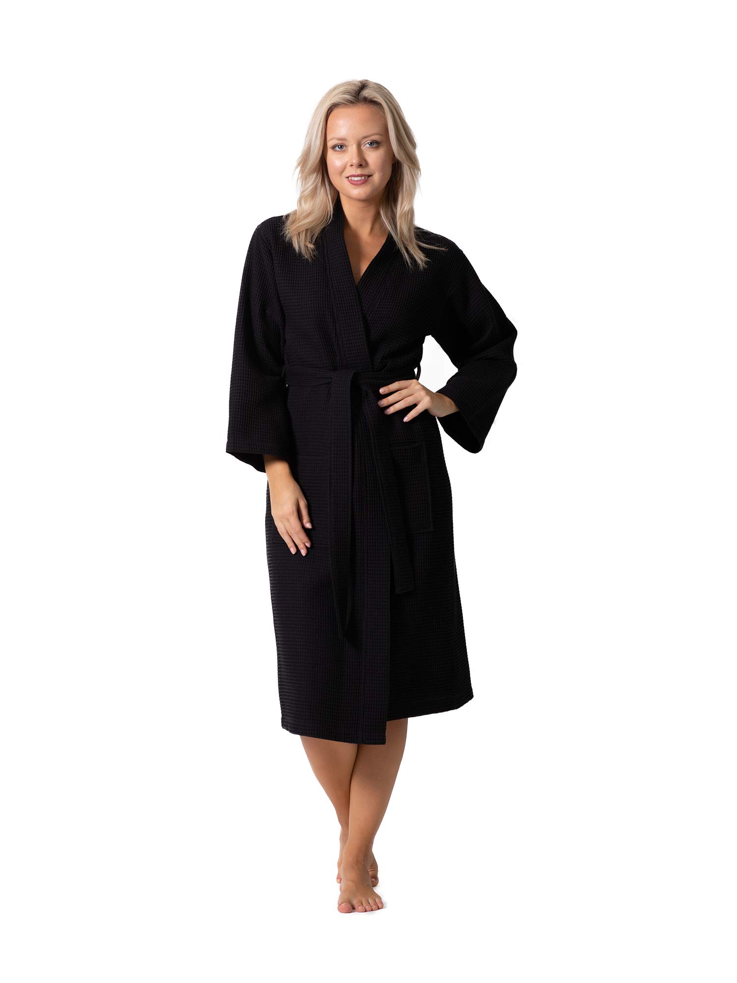 Turkish Linen Waffle Knit Lightweight Kimono Robe for Women - Quick Dry Soft Bathrobe & Spa Cover Up - Perfect for Beach, Poolside, and Relaxing at Home