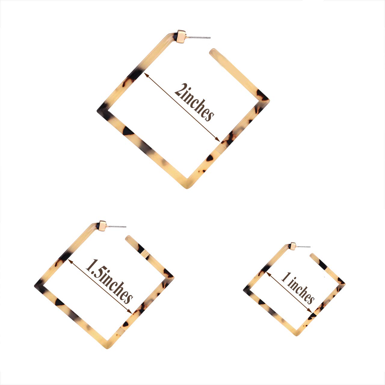 Stylish Acrylic Square Hoop Earrings for Women - Geometric Tortoise Shell Resin Stud & Dangle Earring Set - Minimalist Statement Jewelry for Everyday Wear, Office & Party Occasions