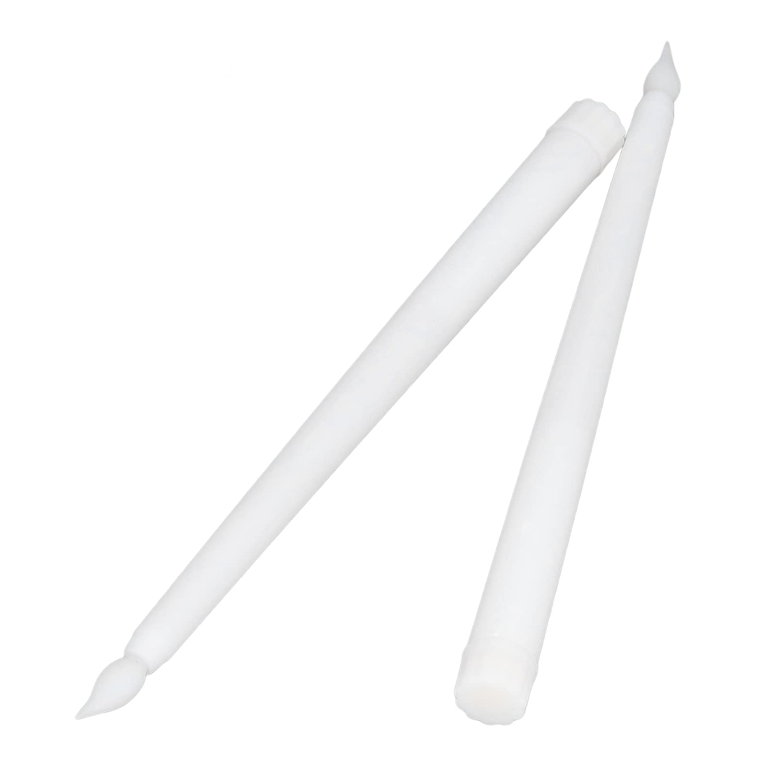 Flameless LED Taper Candles - Battery Operated Plastic Candle Sticks for Kids, Birthday Parties, Weddings & Home Decor (White Shell) - Safe, Realistic Flameless Candles for Table Centerpieces, Holiday Decorations & Special Events