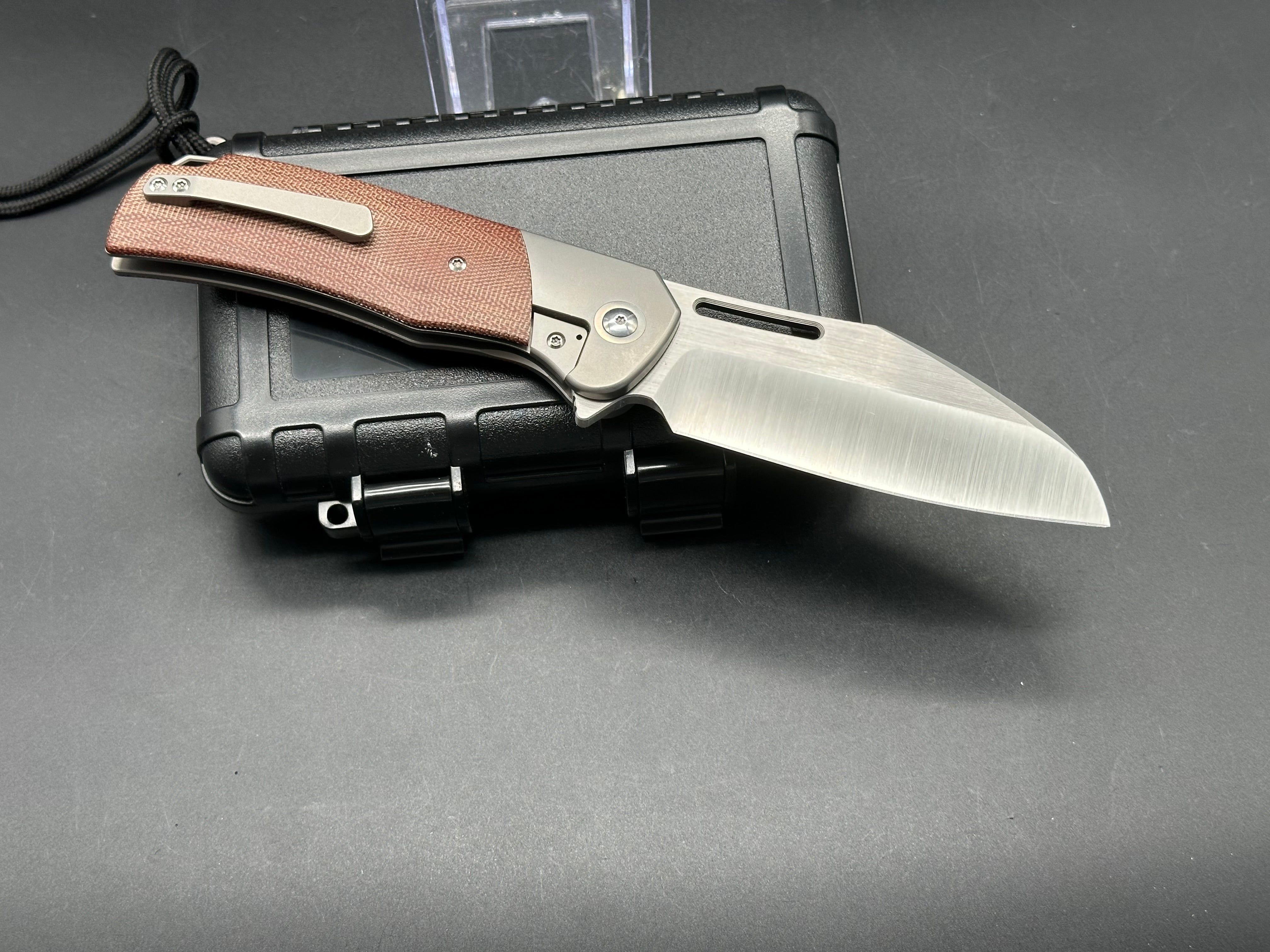 Renegade Gungnir Titanium Folding Knife with Micarta Handle - Premium M390 Steel Blade for Outdoor, Camping, and EDC Use