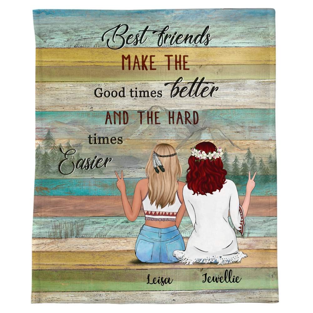 Best Friends Make Good Times Better - Soft Fleece & Sherpa Blanket - Personalized Birthday Gift for Women, Mom, Daughter - Cozy Throw for Movie Nights, Sleepovers & Relaxation (Multi-Color)