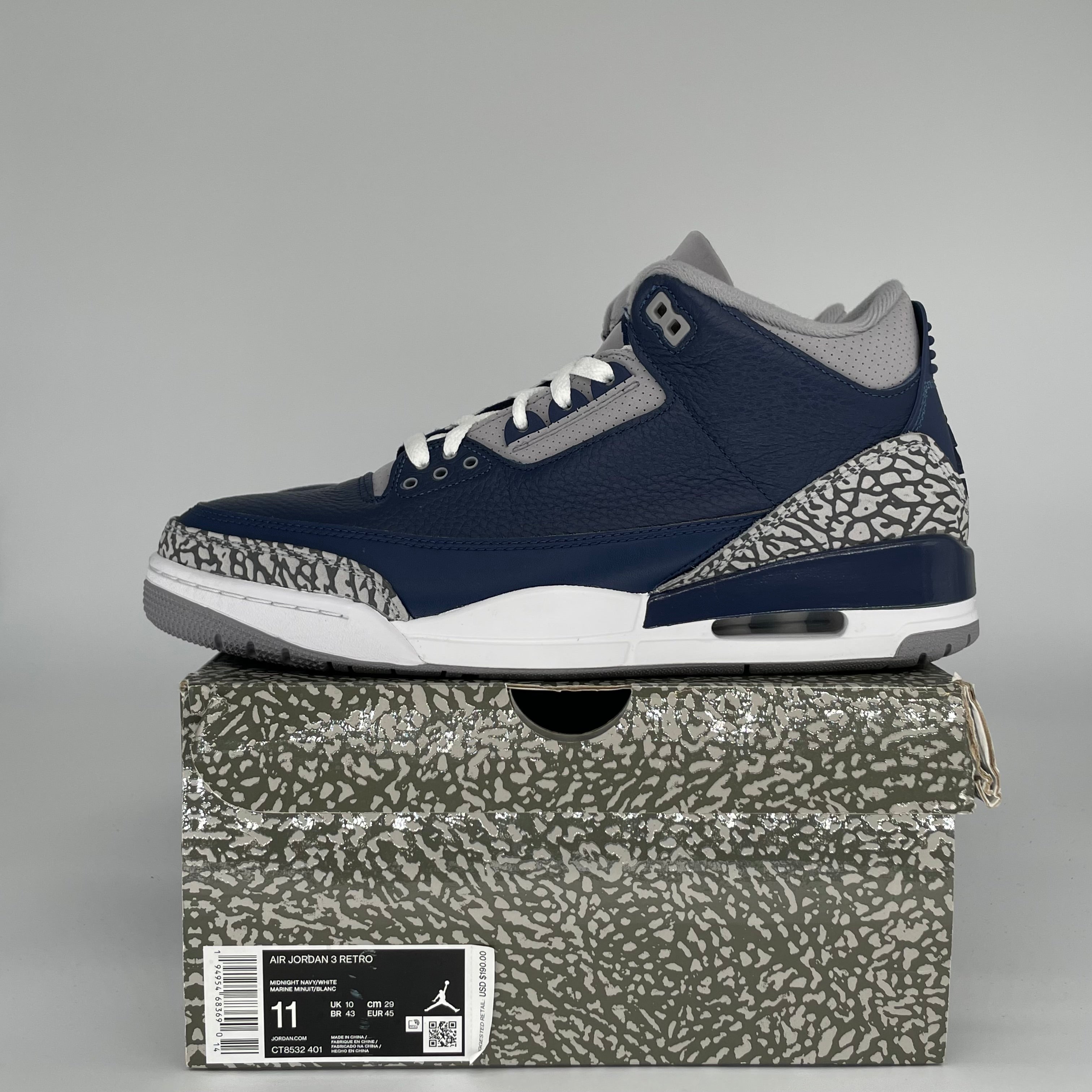 Air Jordan 3 Retro 'Georgetown' Men's Basketball Shoes Size 11 - CT8532-401 | Authentic Sneakers for Basketball, Streetwear & Sneaker Collection