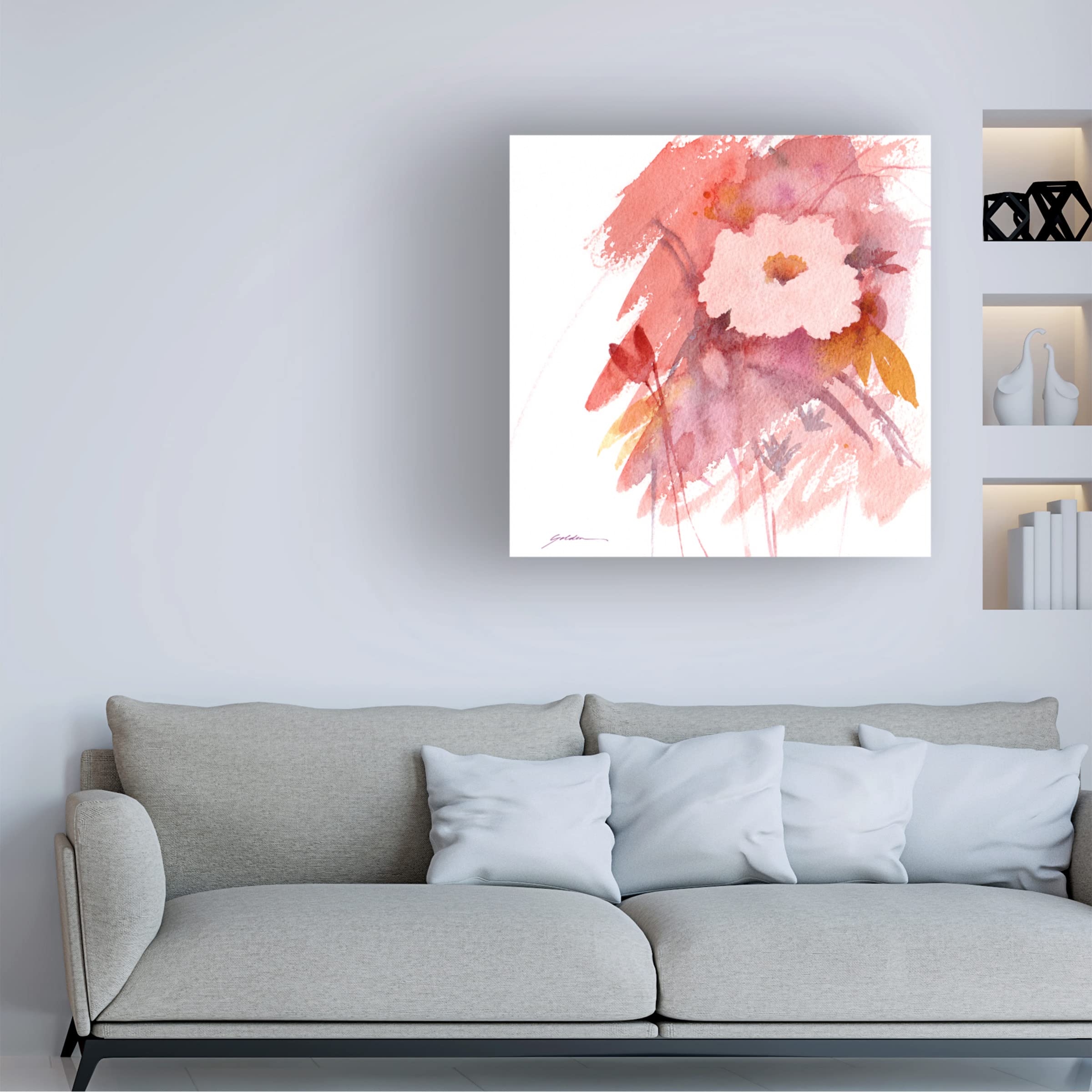 Sheila Golden 'Coral Rose' Canvas Wall Art Print - Floral Home Decor for Living Room, Bedroom & Office | Trademark Fine Art Collection
