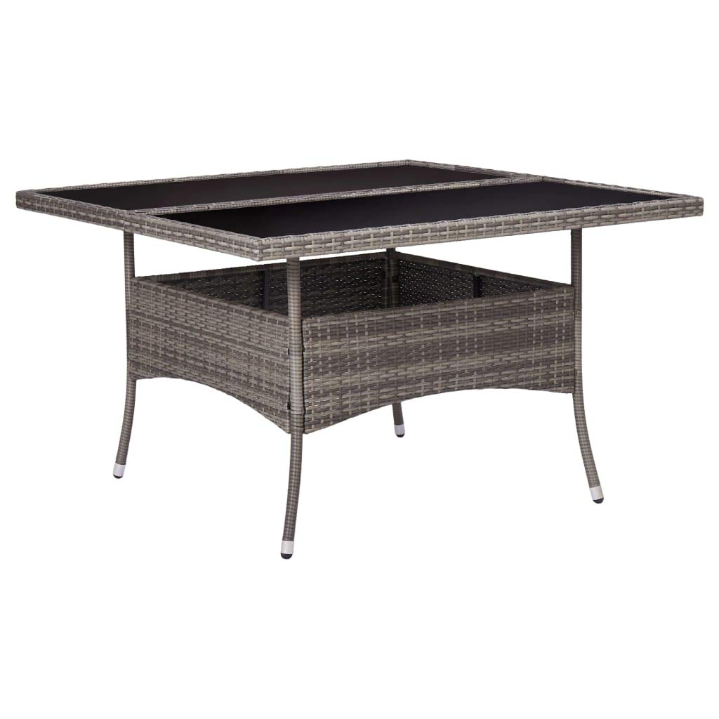 SOONHUA Outdoor Patio Dining Table - Weather-Resistant Poly Rattan with Tempered Glass Top - Square & Round Garden Table for Backyard, Deck, Balcony - Perfect for Al Fresco Dining, Tea Parties & Outdoor Entertaining (Gray)