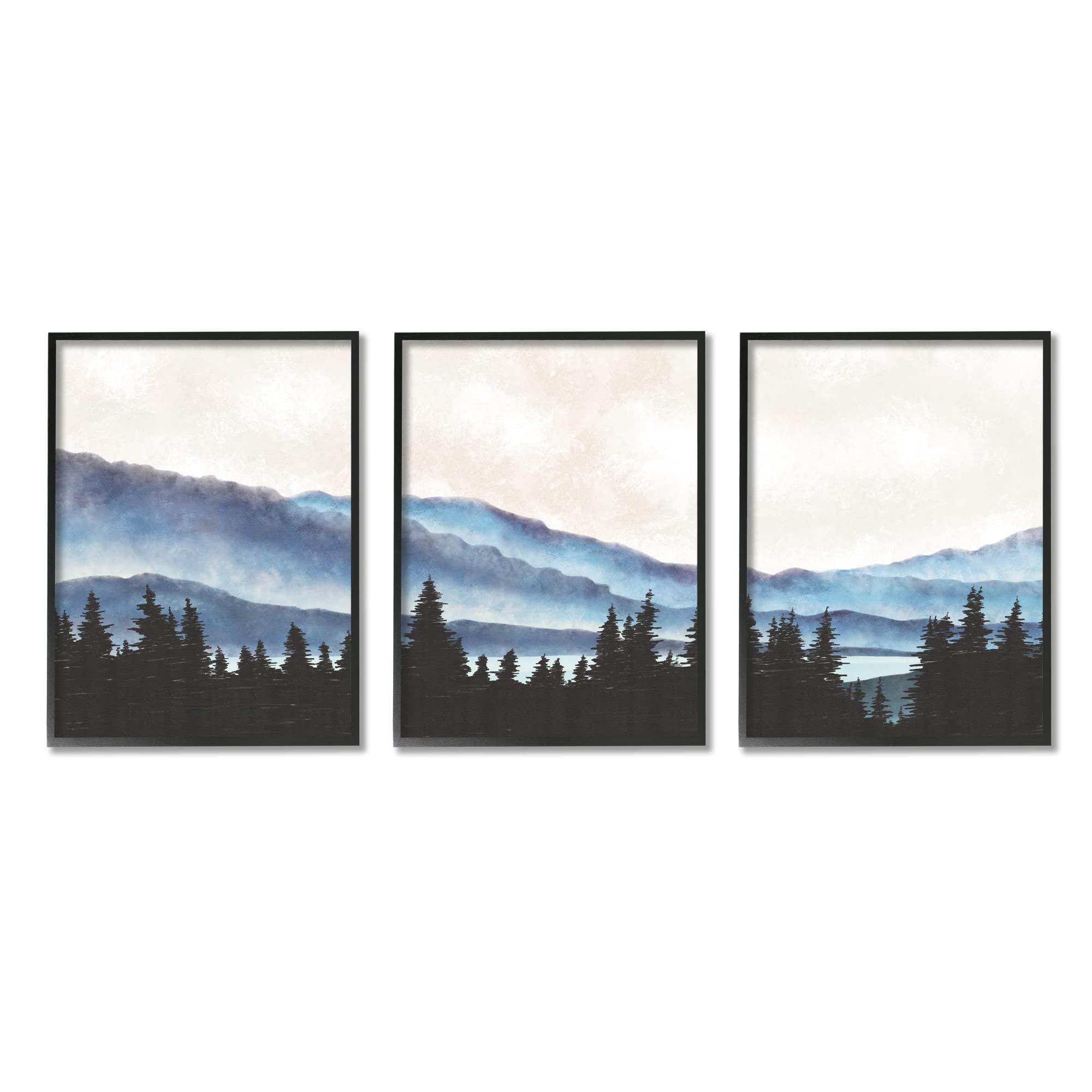 Stupell Industries Woodland Pine Trees Natural Mountain Lake Scenery Wall Art - Rustic Forest Landscape Painting by JJ Design House LLC - Perfect for Living Room, Bedroom & Cabin Decor