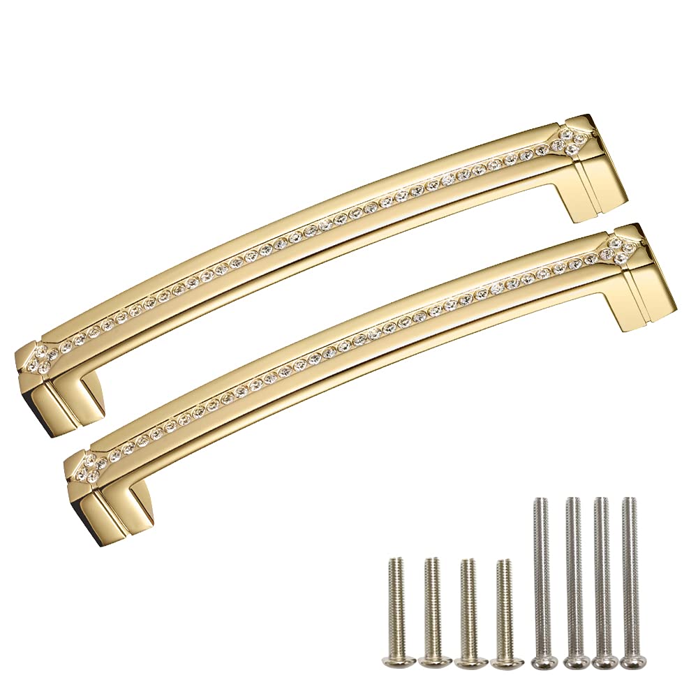 Modern Gold Cabinet Knobs & Pulls - 2 Pack All Metal Kitchen Handles for Drawers & Furniture