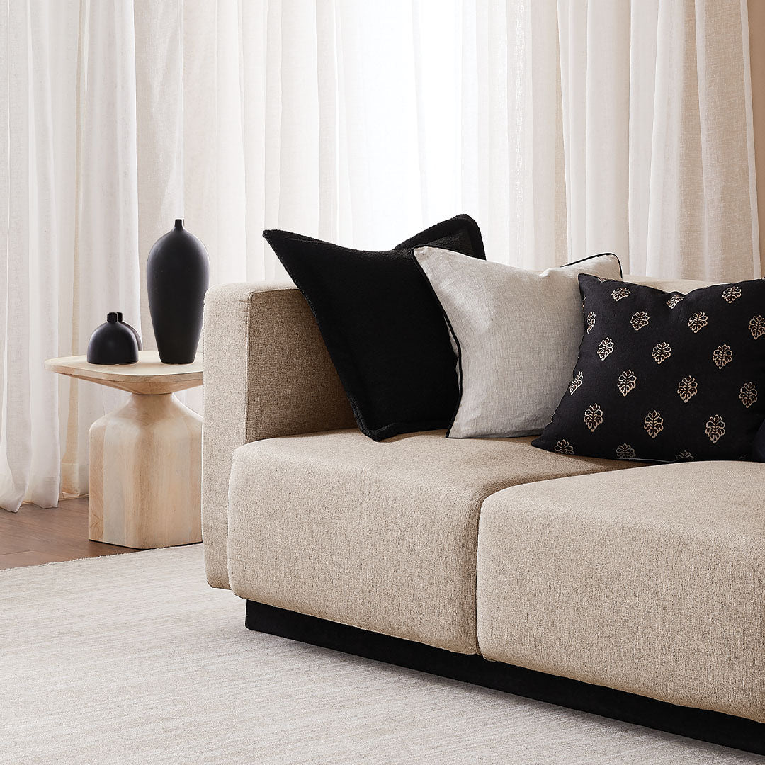 Zaab Geneva Natural Square Filled Cushion 50x50cm - Soft Home Decor for Sofa, Bed & Living Room