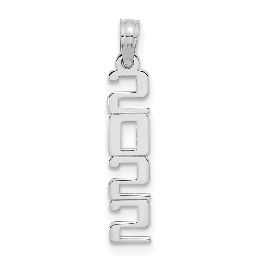 10K White Gold Polished 2022 Graduation Pendant Necklace - Elegant Jewelry Gift for High School & College Graduates - Perfect for Commencement Ceremonies & Graduation Parties