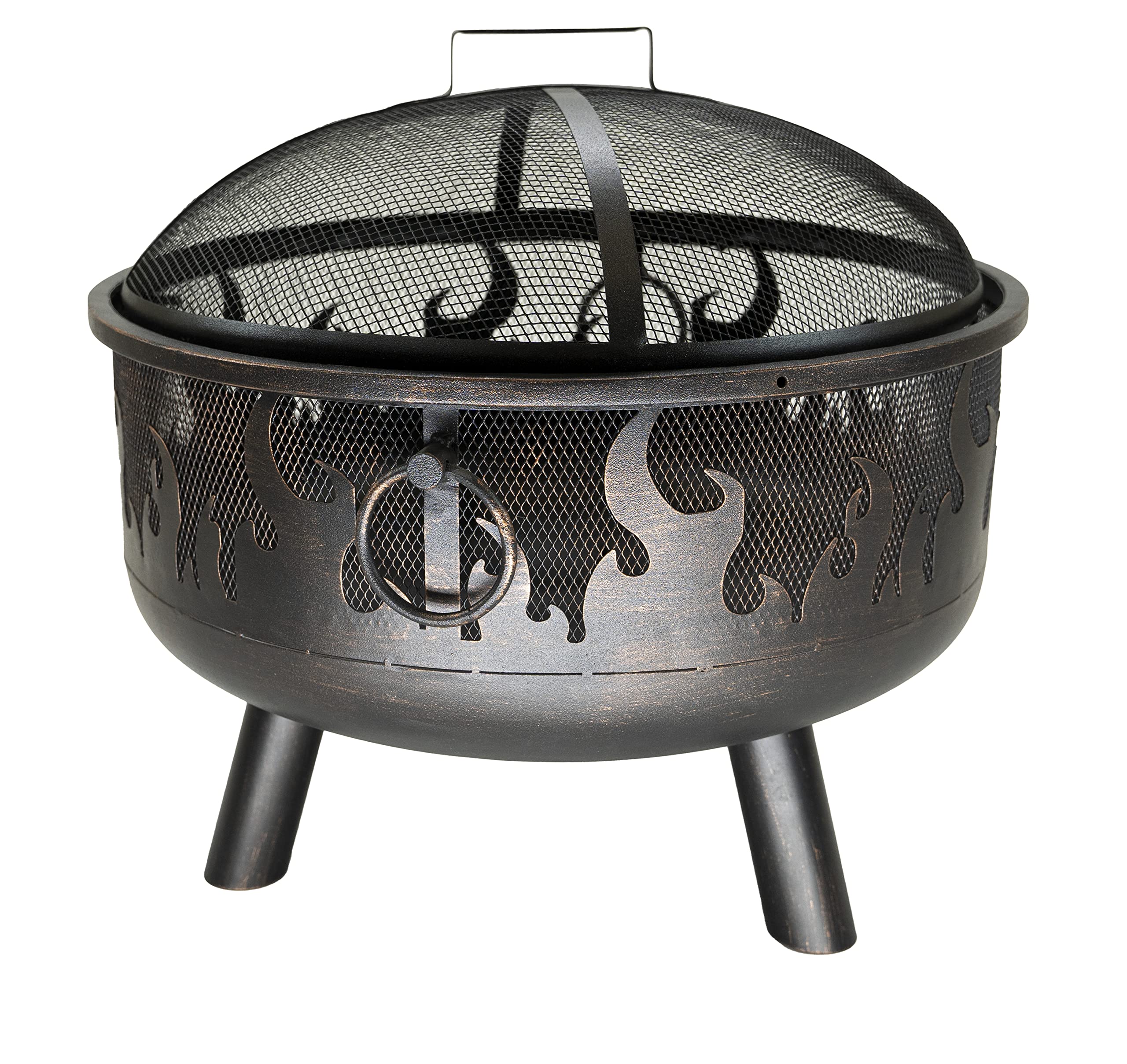 Oil Rubbed Bronze Wood Burning Fire Pit with Decorative Flame Design - Outdoor Patio, Backyard, Camping Fire Pit for Year-Round Use