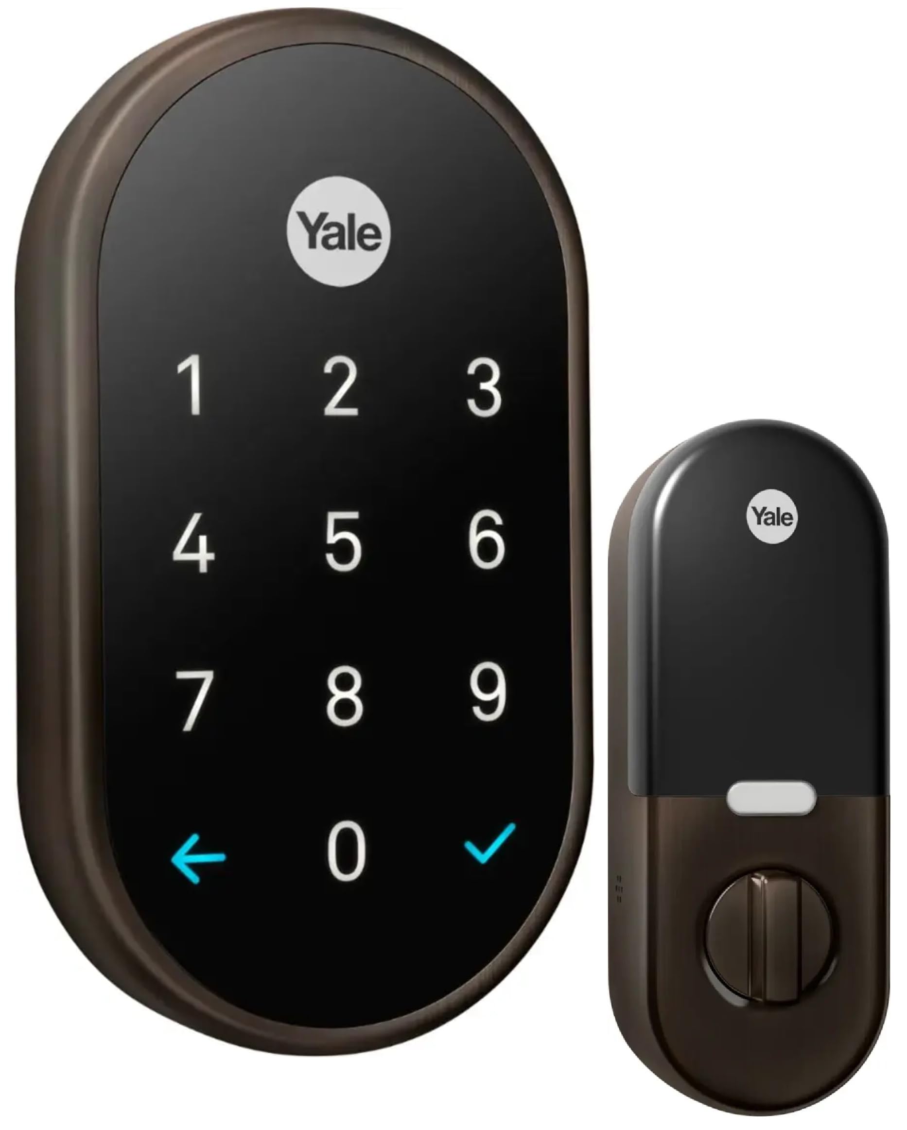 Google Nest x Yale Smart Lock - Keyless Entry Deadbolt with Tamper-Proof Keypad - Oil Rubbed Bronze Finish (Renewed) - Perfect for Home Security & Smart Door Access