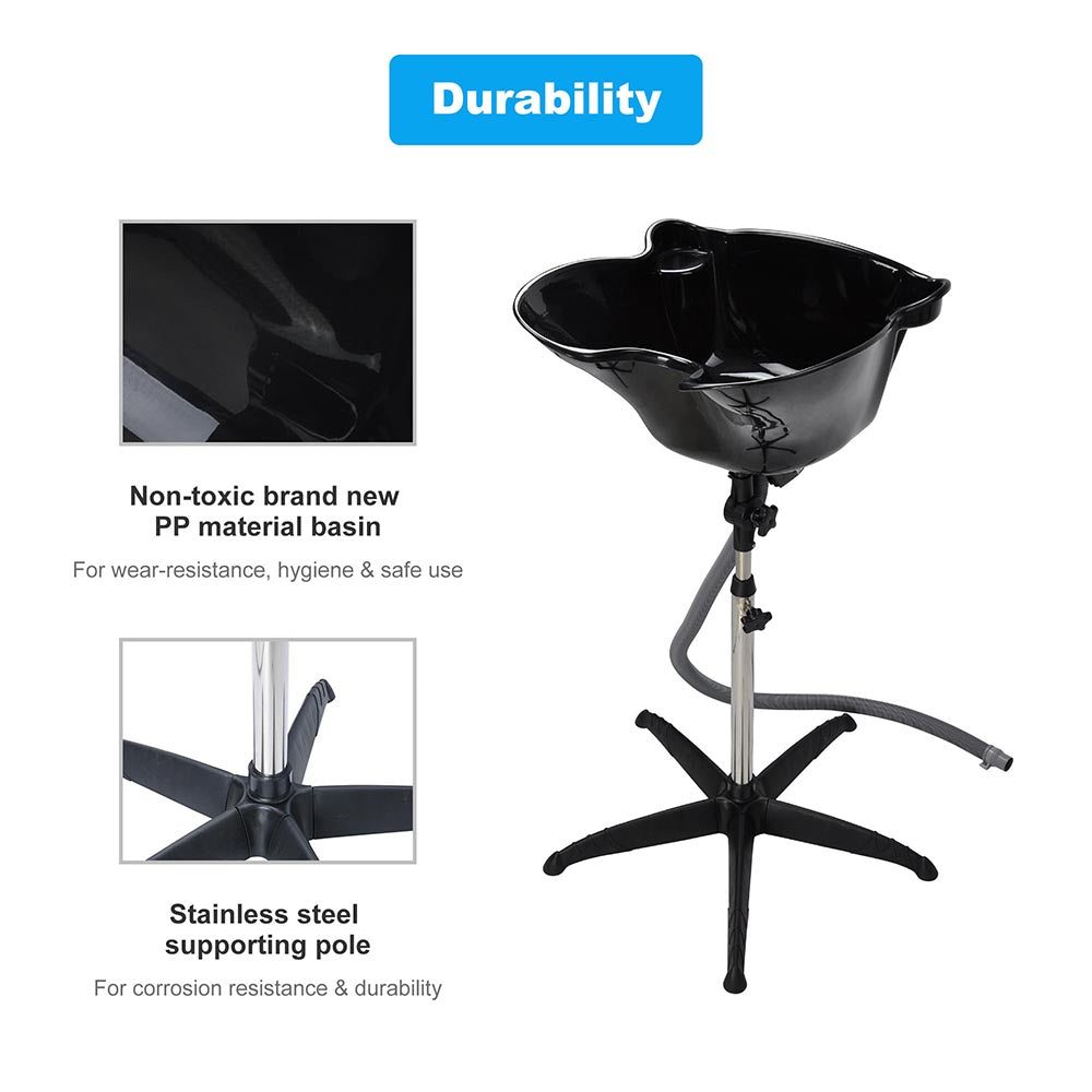 Portable Shampoo Bowl with Deep Basin & Adjustable Height - Perfect for Salon, Home Hair Washing & Mobile Hairdressing Services