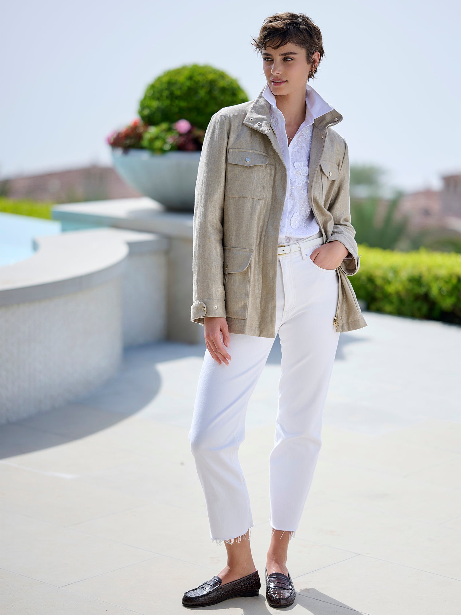 Malin Metallic Linen Field Jacket - Stylish Women's Lightweight Jacket for Spring & Fall | Perfect for Outdoor Adventures, Casual Wear & Travel