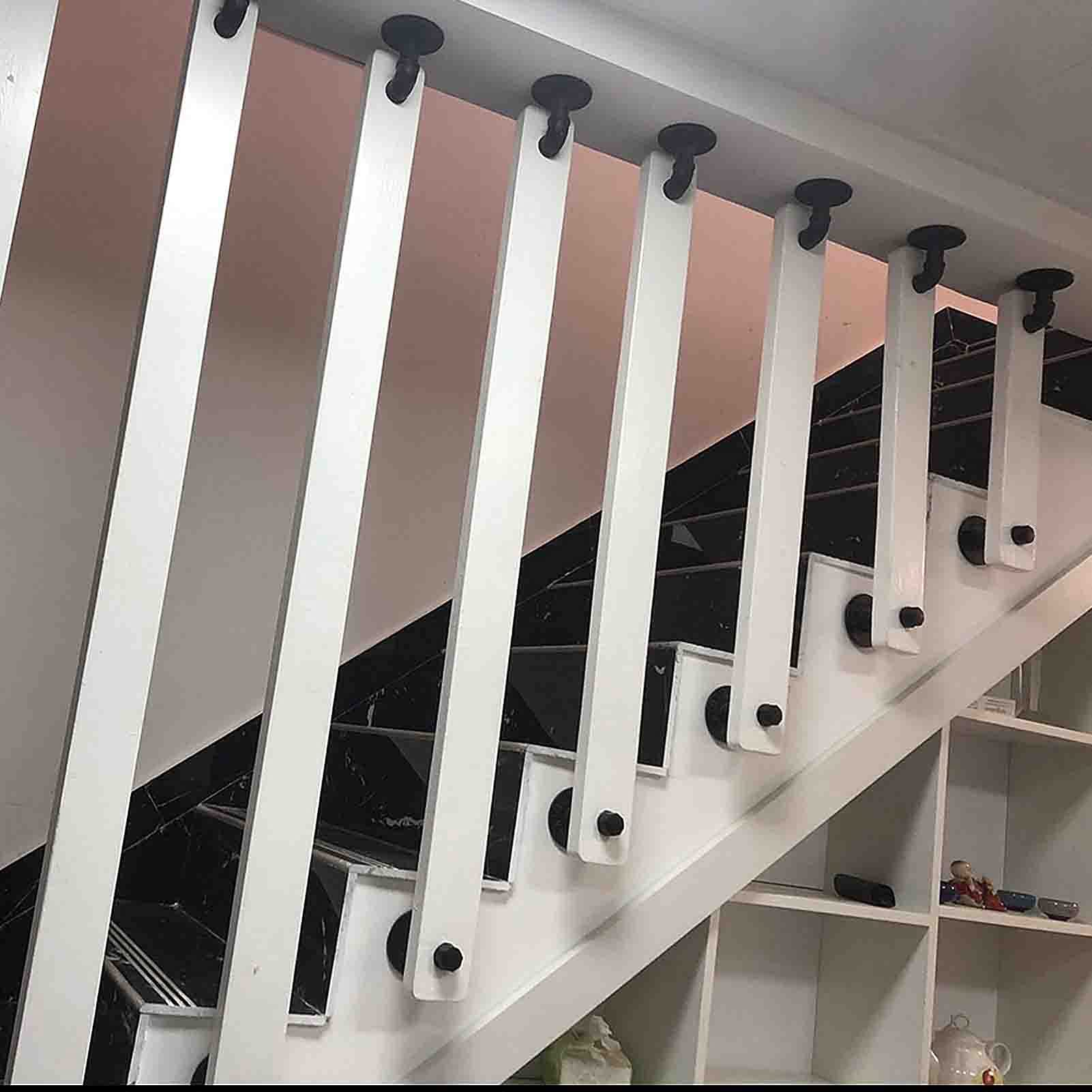 Solid Wood Stair Handrail Kit - Indoor & Outdoor Safety Railing for Loft, Porch, Deck, and Steps - Durable Wooden Banister with Support Poles for Home, Garden, and Commercial Use (1pc)
