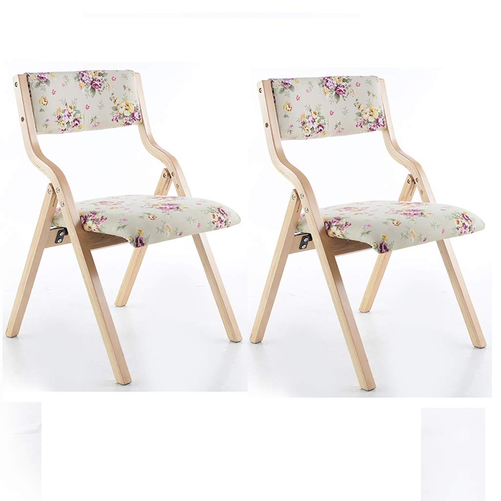 2-Pack Folding Dining Chairs - Wooden Legs & Fabric Upholstered - Multi-Purpose for Home, Office, Cafe (4 Color Options) | Perfect for Small Spaces, Patio, Dorm Room & Guest Seating