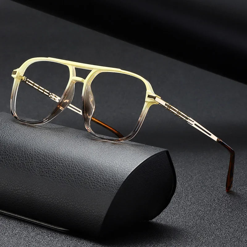 Aror Men's Full Rim Square Double Bridge TR90 Eyeglasses 81316 - Lightweight & Durable Frame for Work, Reading & Everyday Use