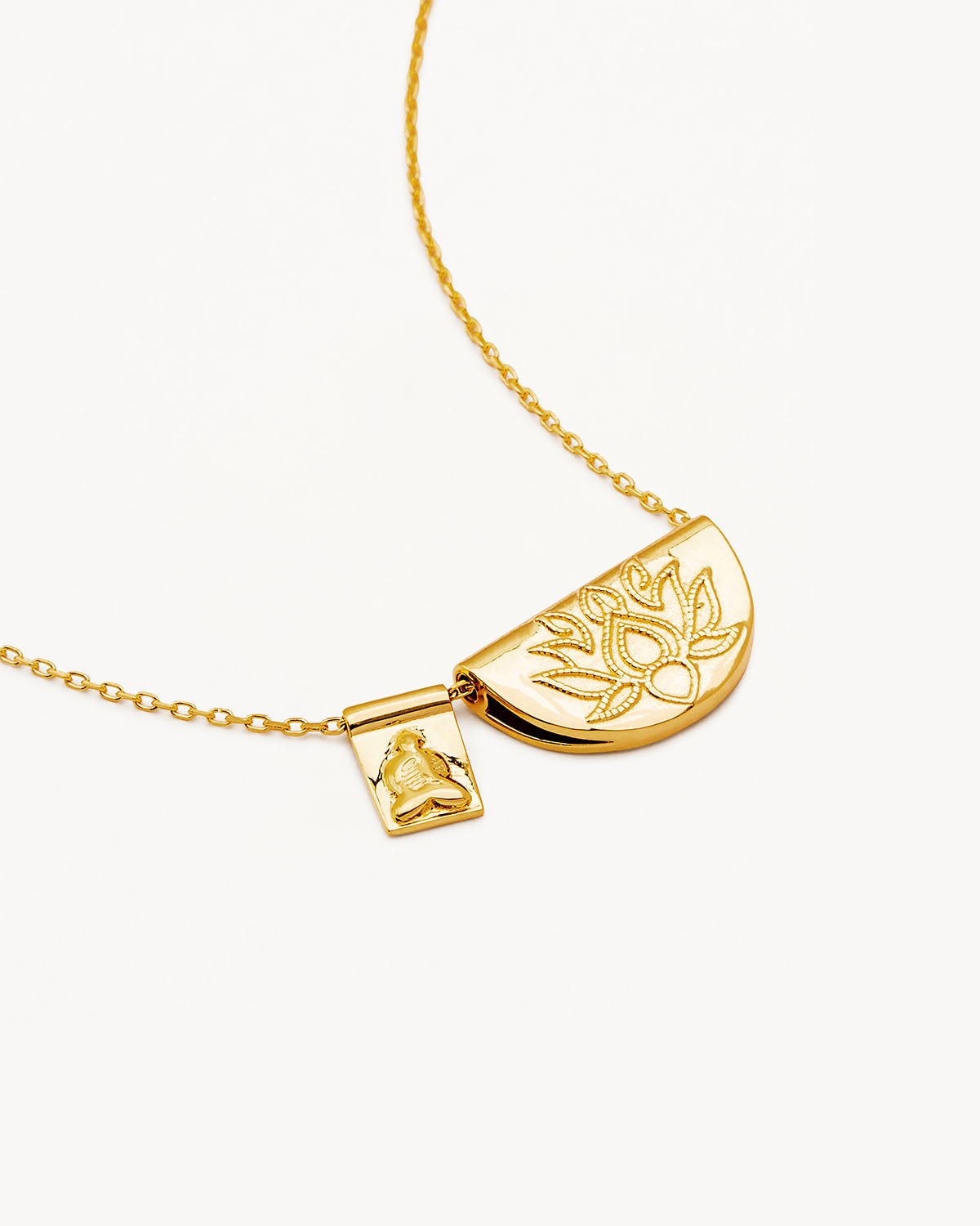 18K Gold Vermeil Lotus & Little Buddha Pendant Necklace - Spiritual Jewelry for Meditation, Yoga & Mindful Living