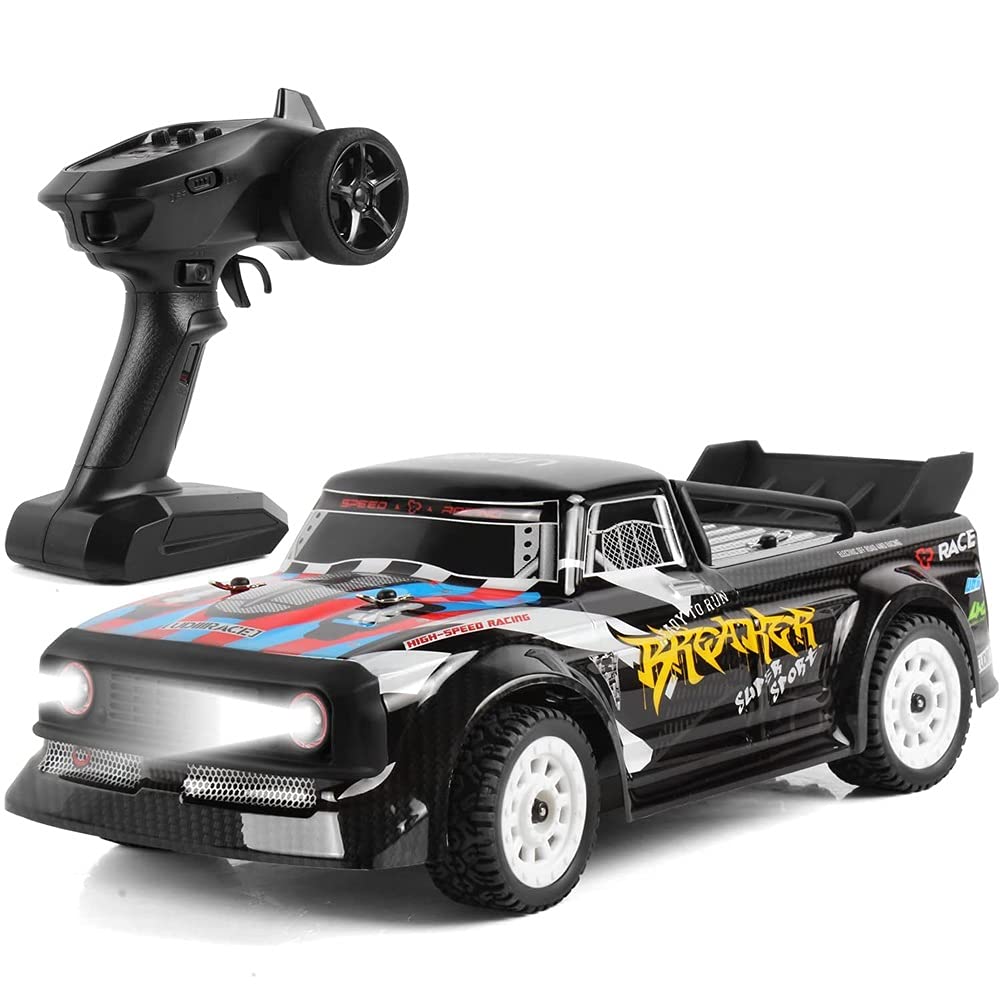 30km/h High-Speed 1/16 Scale 4WD RC Truck - 2.4G Electric Remote Control Car with Tricolor LED Headlights for Drift Racing | Perfect Hobby RC Vehicle for Adults & Kids | Great for Off-Road Adventures, Backyard Racing & Birthday Gifts