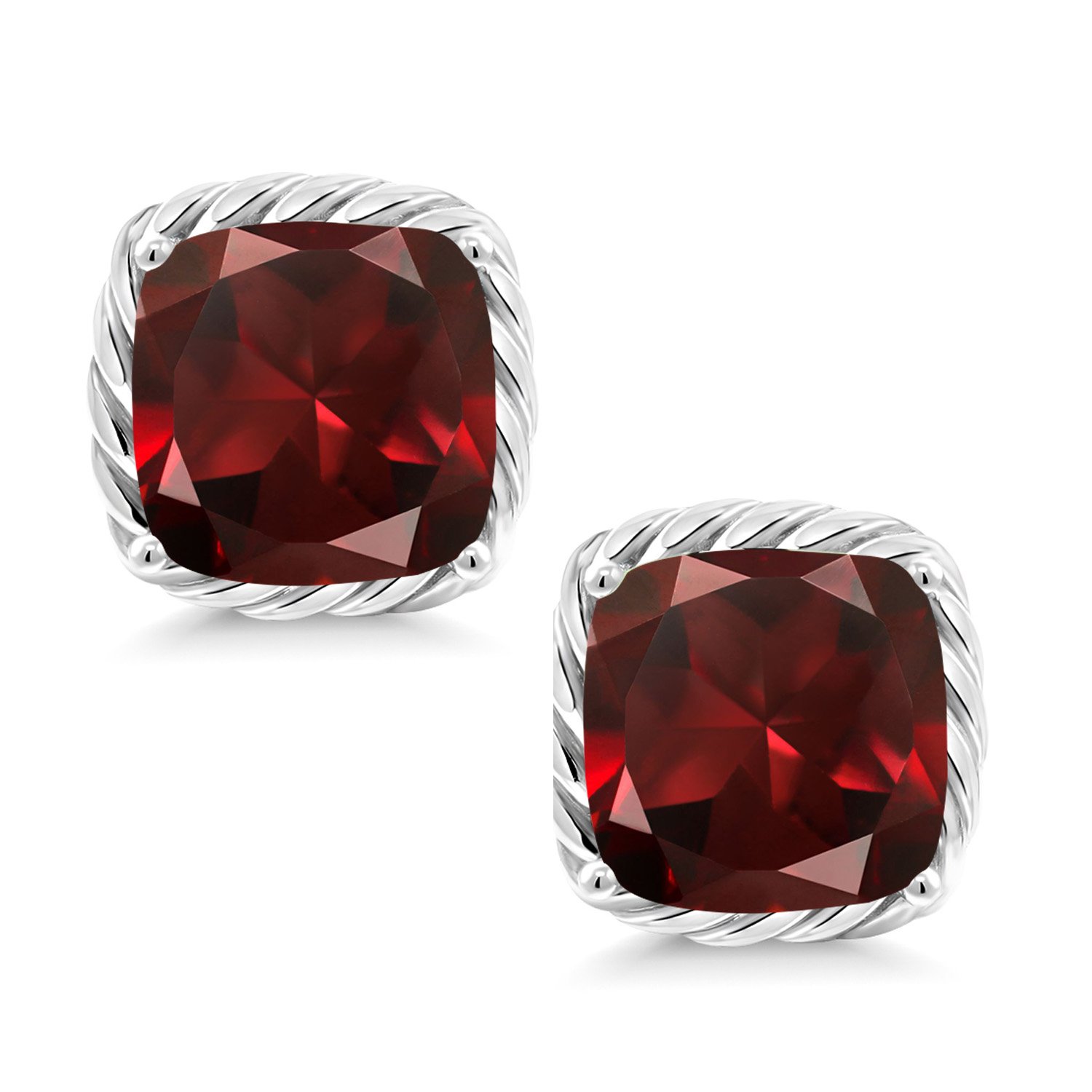 10K White Gold 7MM Cushion Cut Birthstone Stud Earrings for Women & Men | Gemstone Jewelry Gifts for Her, Mom, Wife | Fine Jewelry for Everyday Wear & Special Occasions