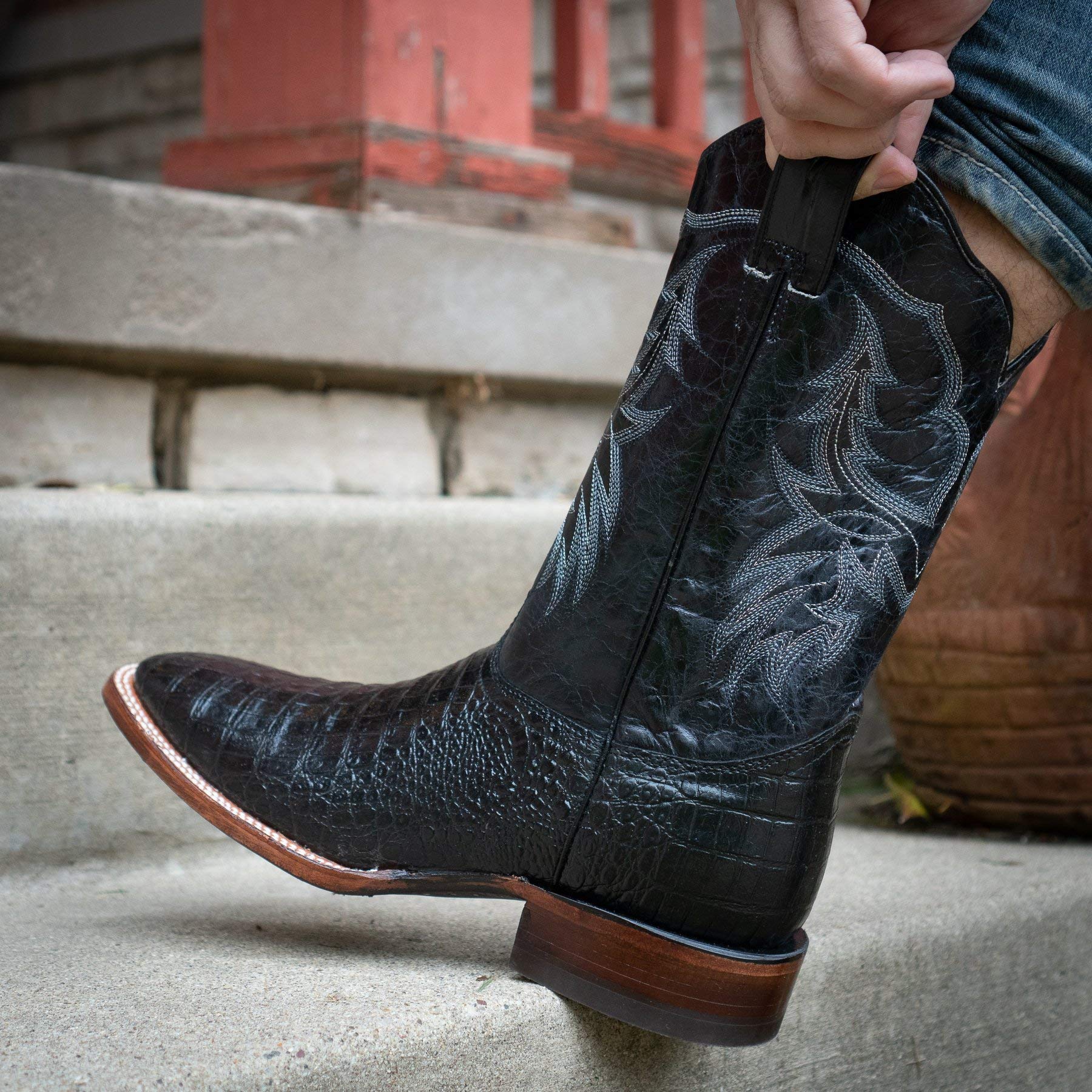 Soto Boots Men's Caiman Belly Print Cowboy Boots H4001 - Genuine Leather Western Boots for Men, Comfortable & Durable - Perfect for Rodeo, Country Dancing & Western Fashion