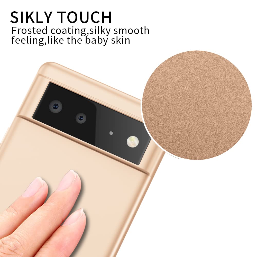 Ultra-Thin Slim Fit Pixel 6 Case - Soft Flexible TPU with Matte Finish | Lightweight Protective Phone Cover for Google Pixel 6 (Gold) | Perfect for Everyday Use, Work & Travel Protection