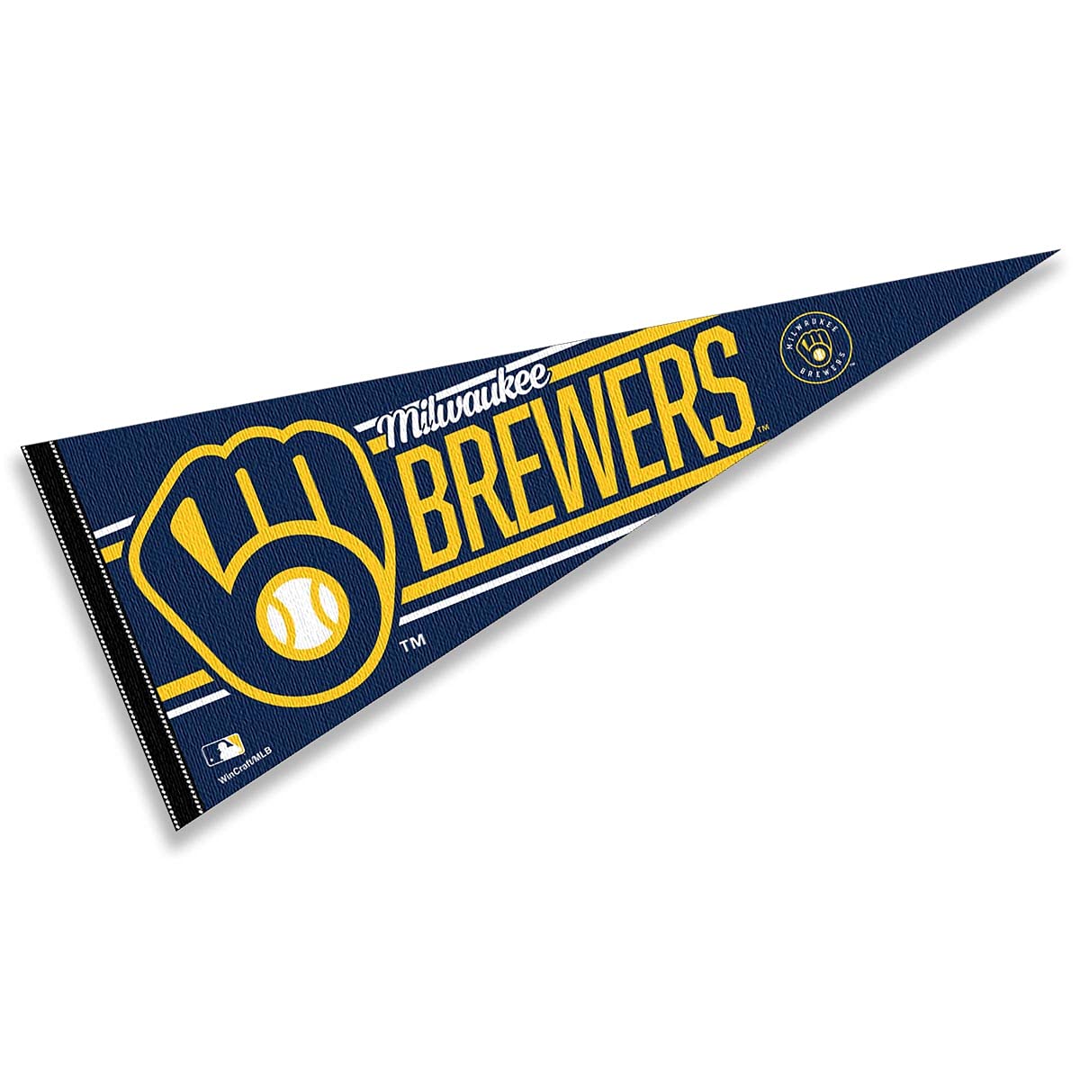 WinCraft Milwaukee Brewers Baseball Pennant - Large 12x30 Inch Full Size Team Flag for MLB Fans, Sports Decor, Game Room, and Man Cave Wall Decor