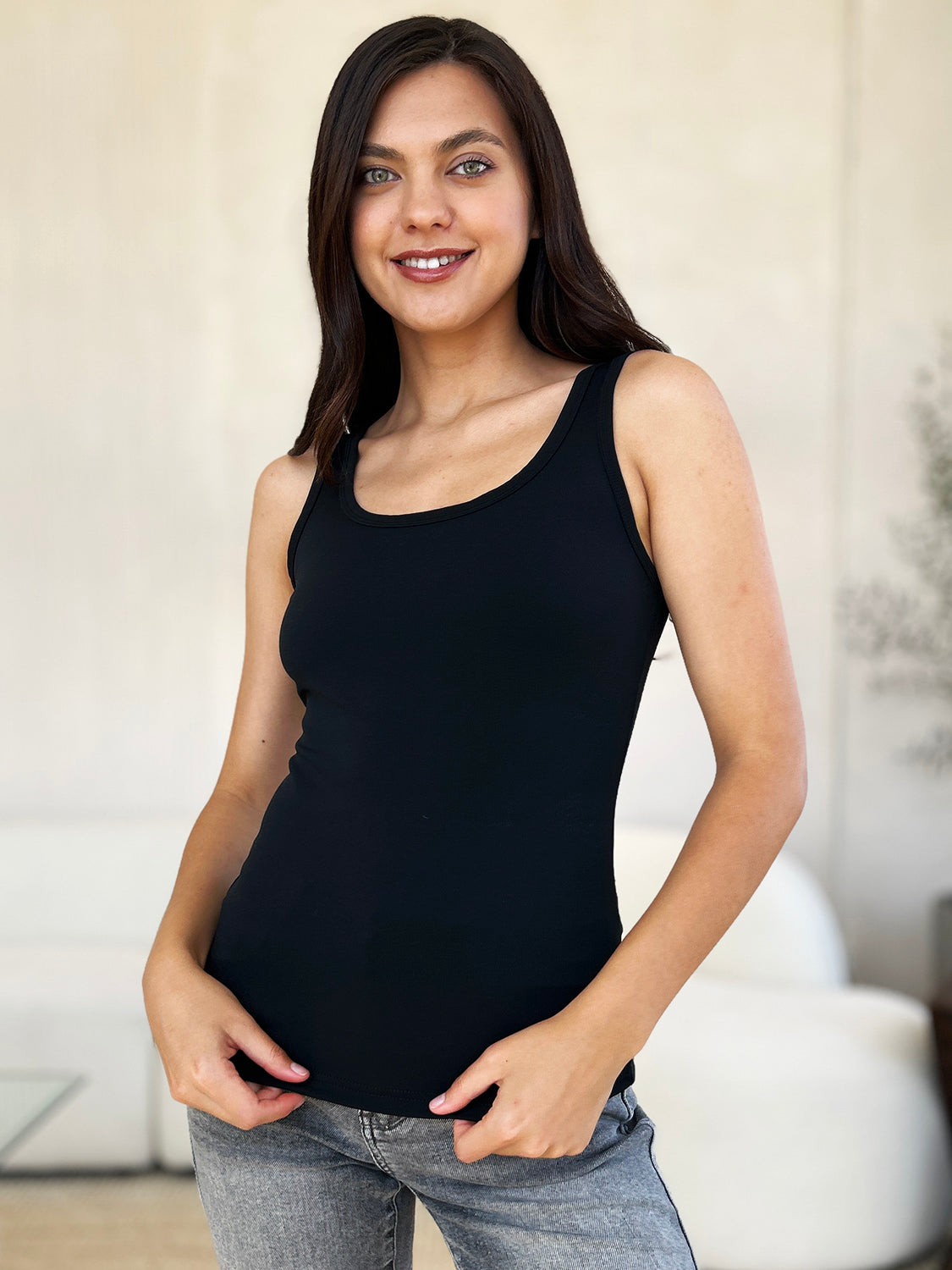 Square Neck Wide Strap Tank Top for Women - Comfortable Summer Casual Sleeveless Shirt - Perfect for Beach, Vacation & Everyday Wear