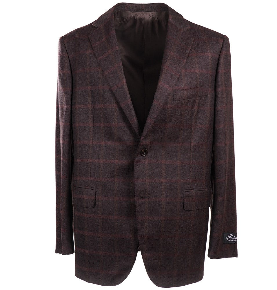 Belvest Burgundy Check Wool Sport Coat for Men - Classic Business & Formal Wear - Perfect for Office, Weddings & Special Occasions