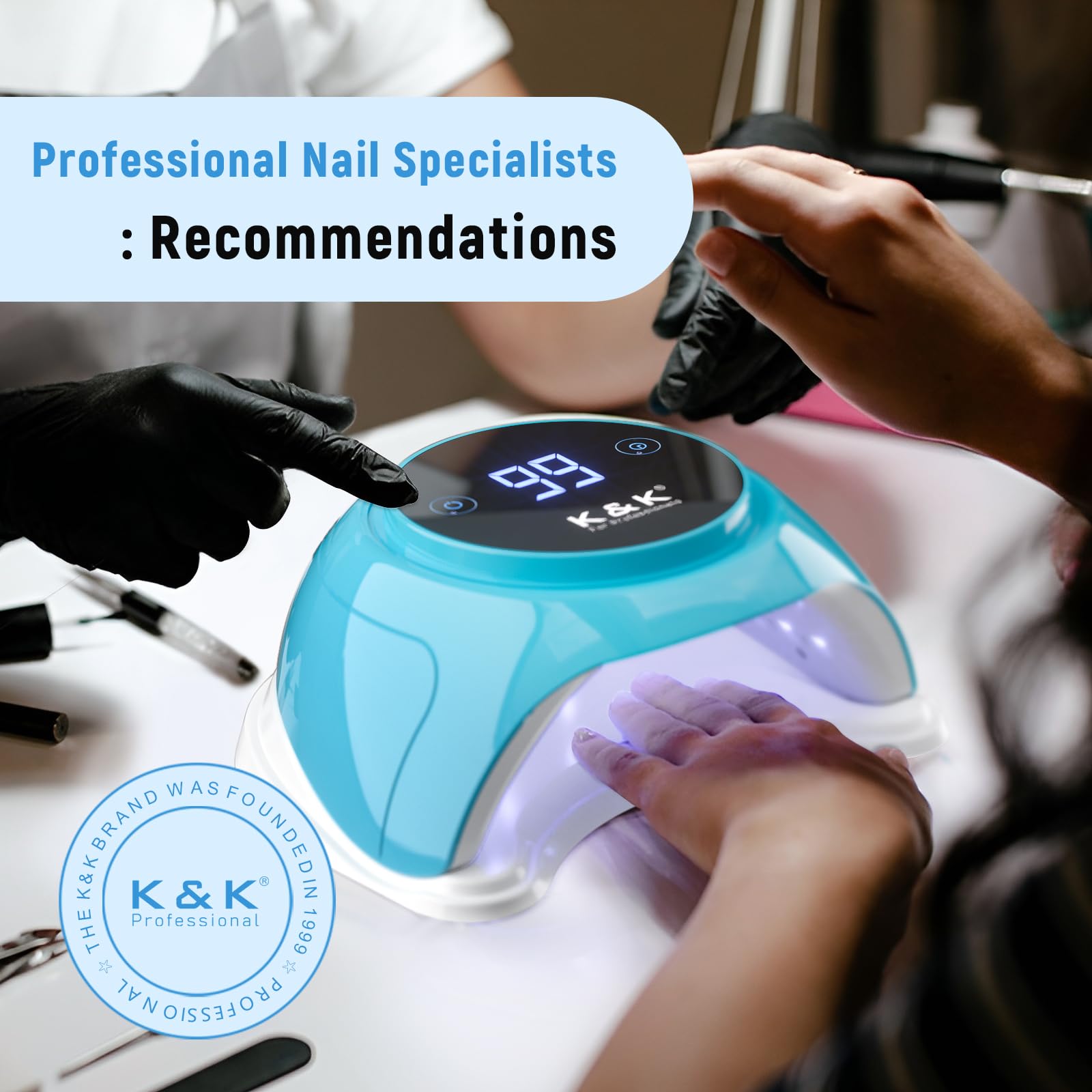 Professional K&K UV LED Nail Lamp with 24 Beads & 4 Timer Settings - Fast Drying UV Light for Gel Polish - Perfect for Home Salon & Nail Art DIY Manicures