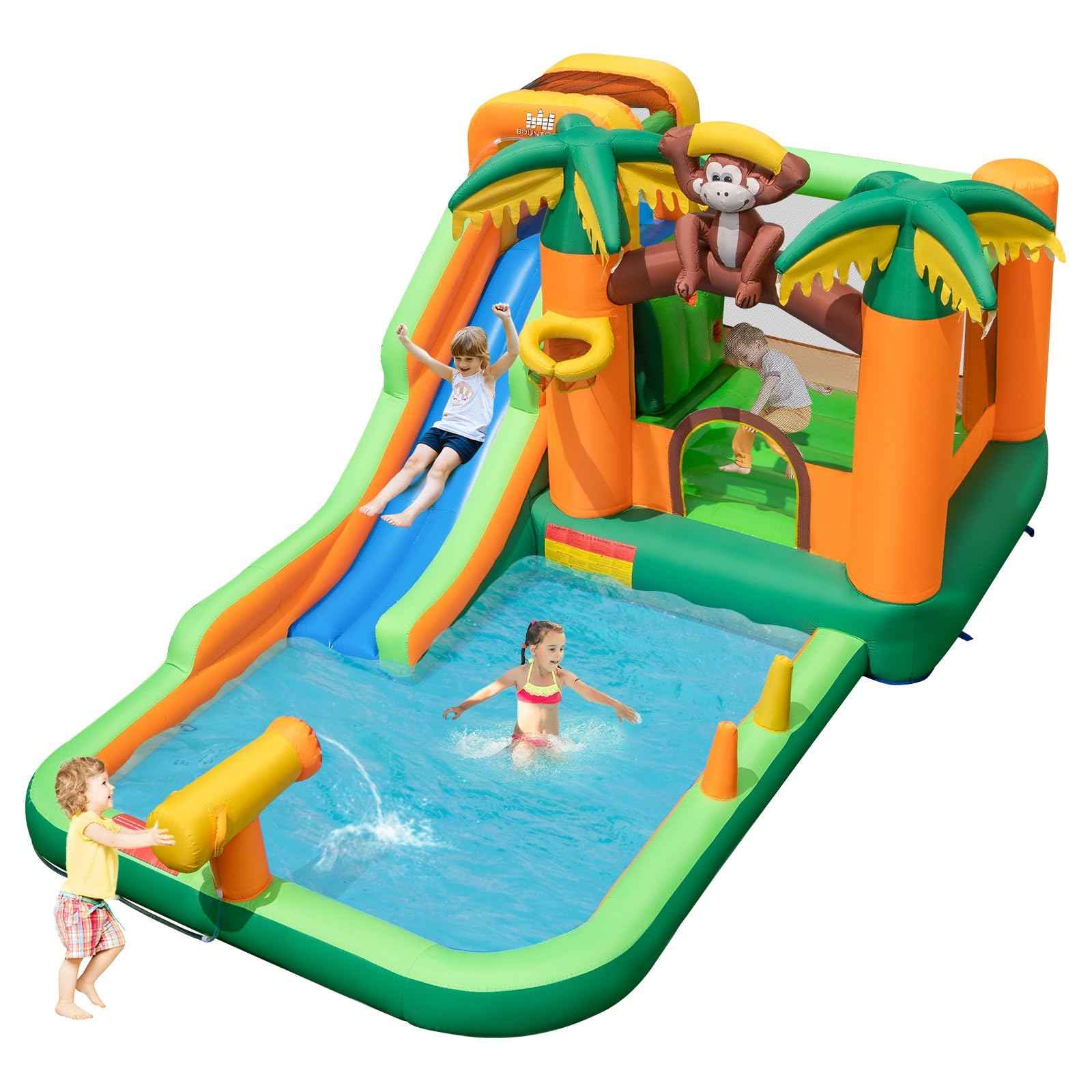 BOUNTECH Inflatable Water Slide with Long Slide, Splash Pool & Climbing Wall - Bounce House Water Slide for Kids, Outdoor Blow Up Bouncy Castle - Perfect for Backyard Parties, Summer Fun, Birthday Gifts & Family Gatherings
