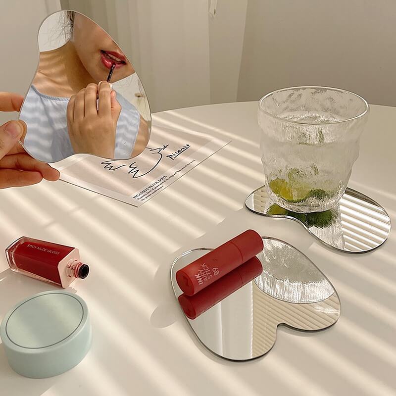 Blob Mirror Coaster - Non-Slip Silicone Drink Coasters for Glasses & Mugs - Perfect for Home, Office & Cafe Use